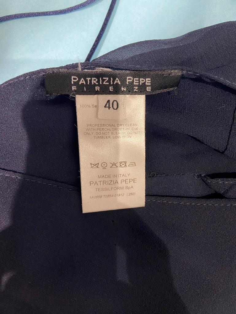 Navy blue silk chiffon dress wrapped on the front Patrizia PEPE For Sale 2