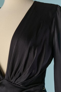 Vestido de noche de seda azul marino con profundo escote en V ALEXANDRE VAUTHIER