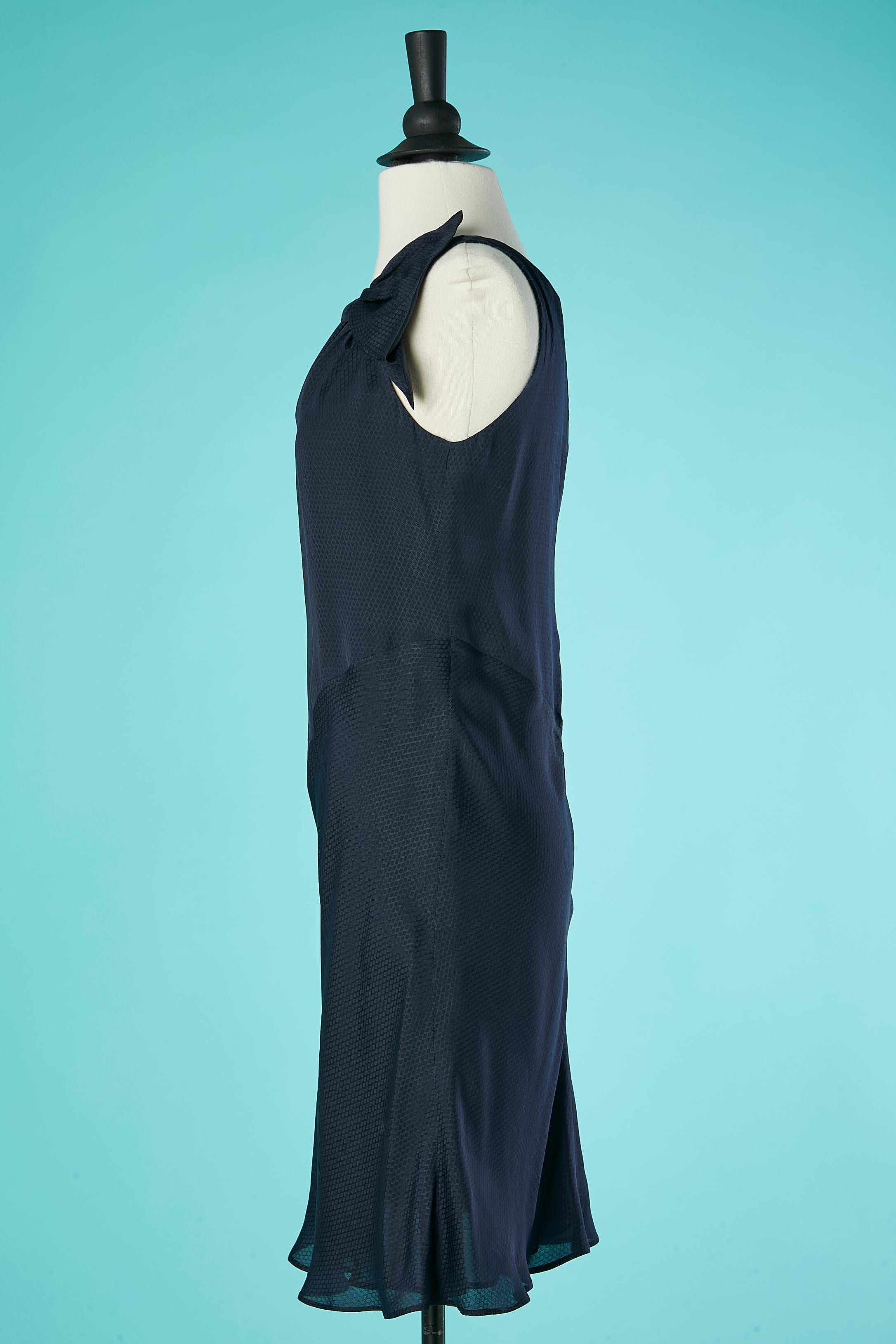 Women's Navy blue silk jacquard sleeveless cocktail dress Giorgio Armani  For Sale