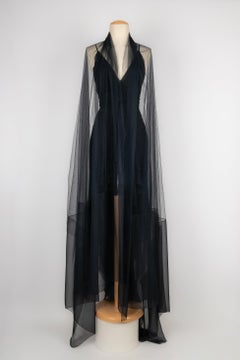 Chanel Navy-blue Silk Muslin Dress Haute Couture Fall, 1993