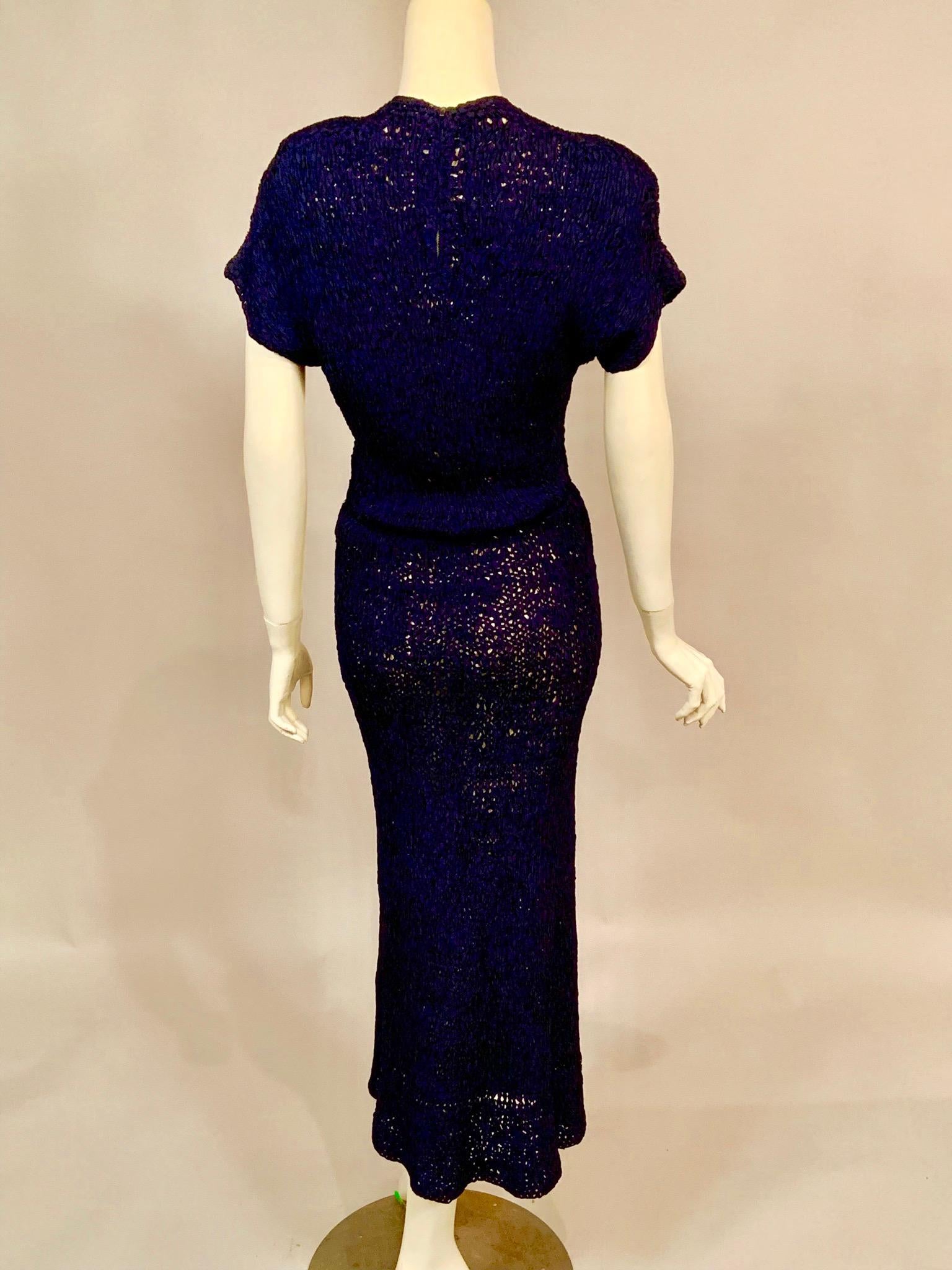 Women's or Men's Navy Blue Silk Ribbon Dress Late 1930’s