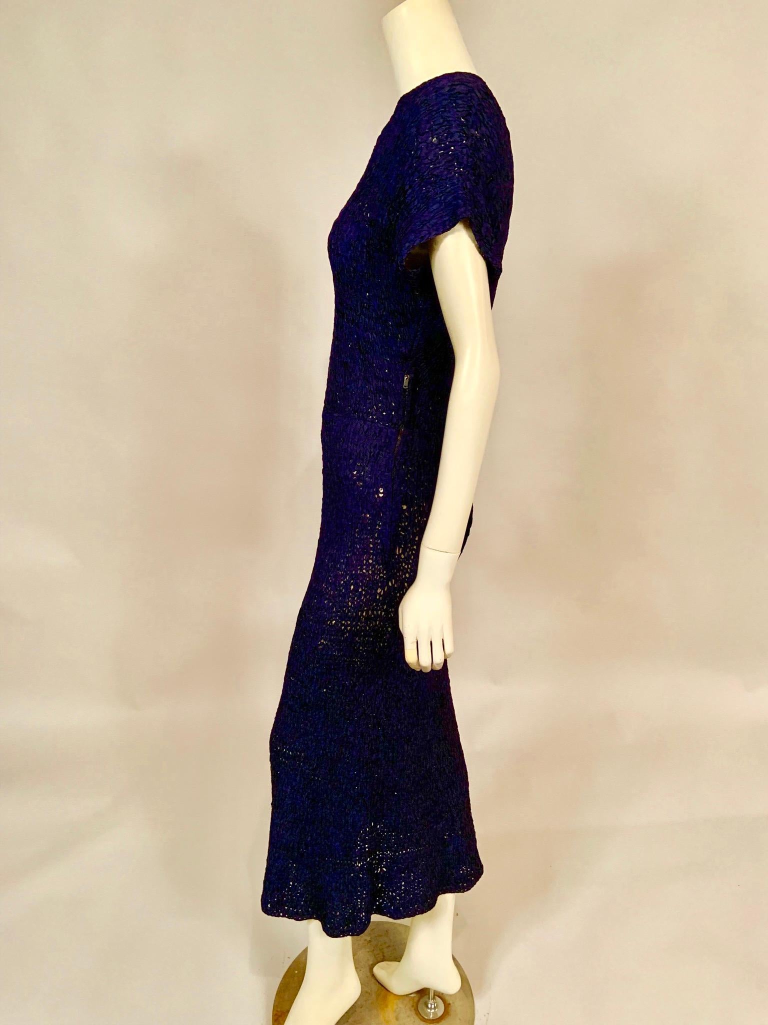 Navy Blue Silk Ribbon Dress Late 1930’s 2