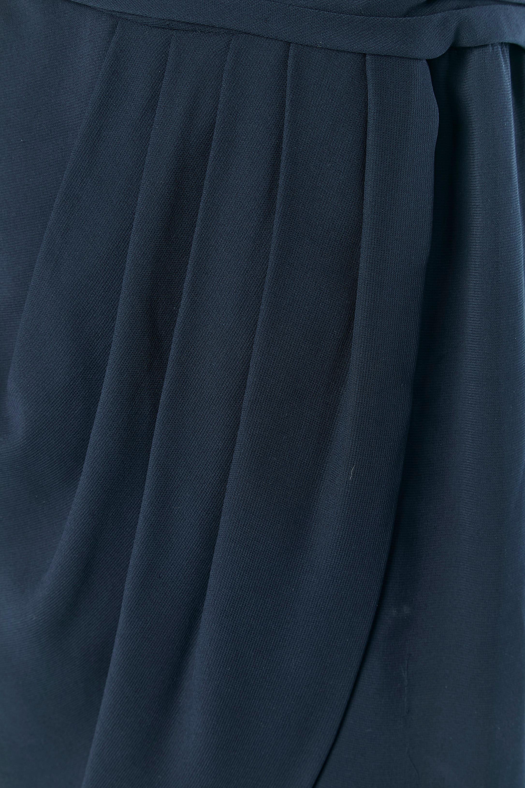 Black Navy blue silk wrapped and pleated skirt CHANEL BOUTIQUE For Sale