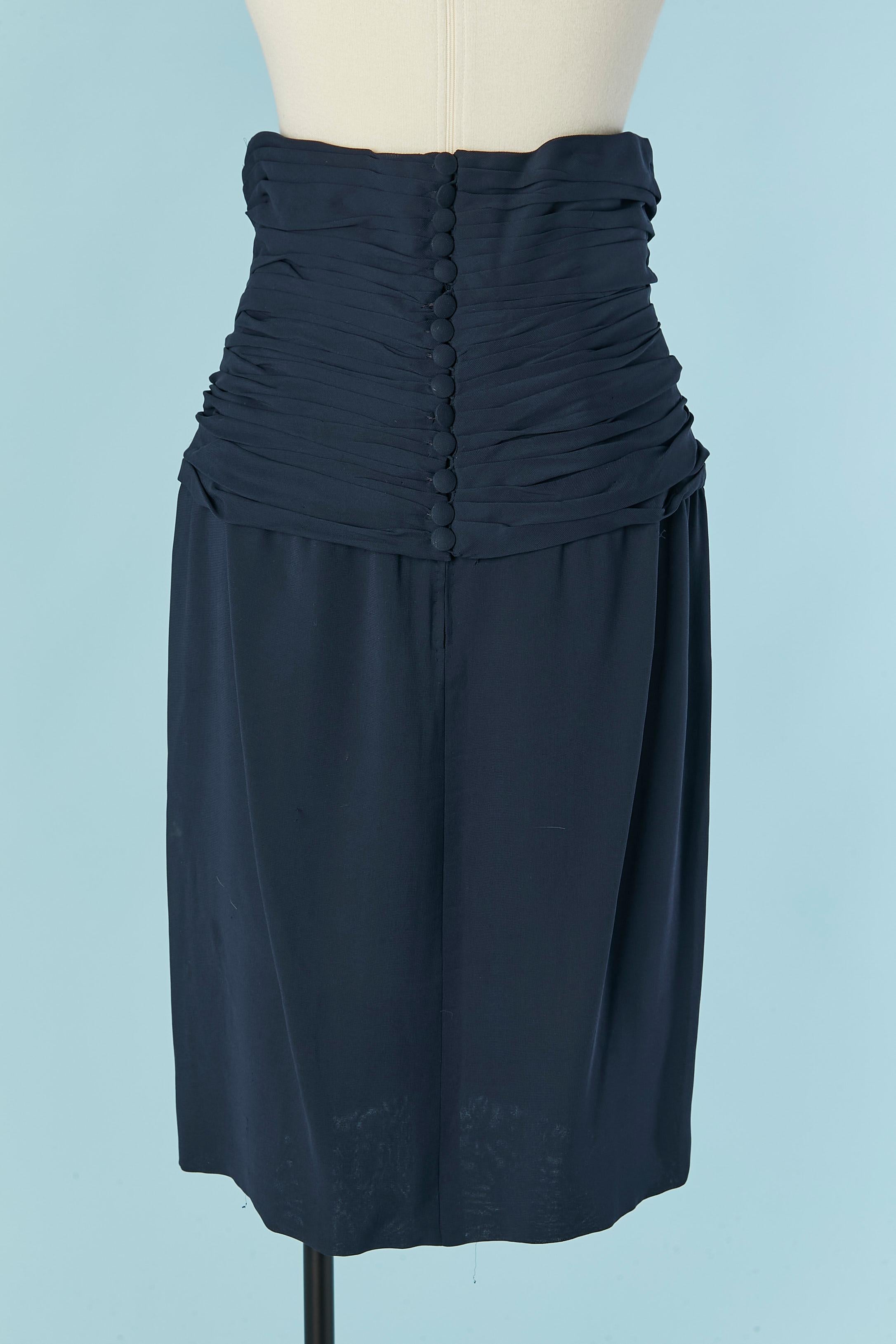 Women's Navy blue silk wrapped and pleated skirt CHANEL BOUTIQUE For Sale