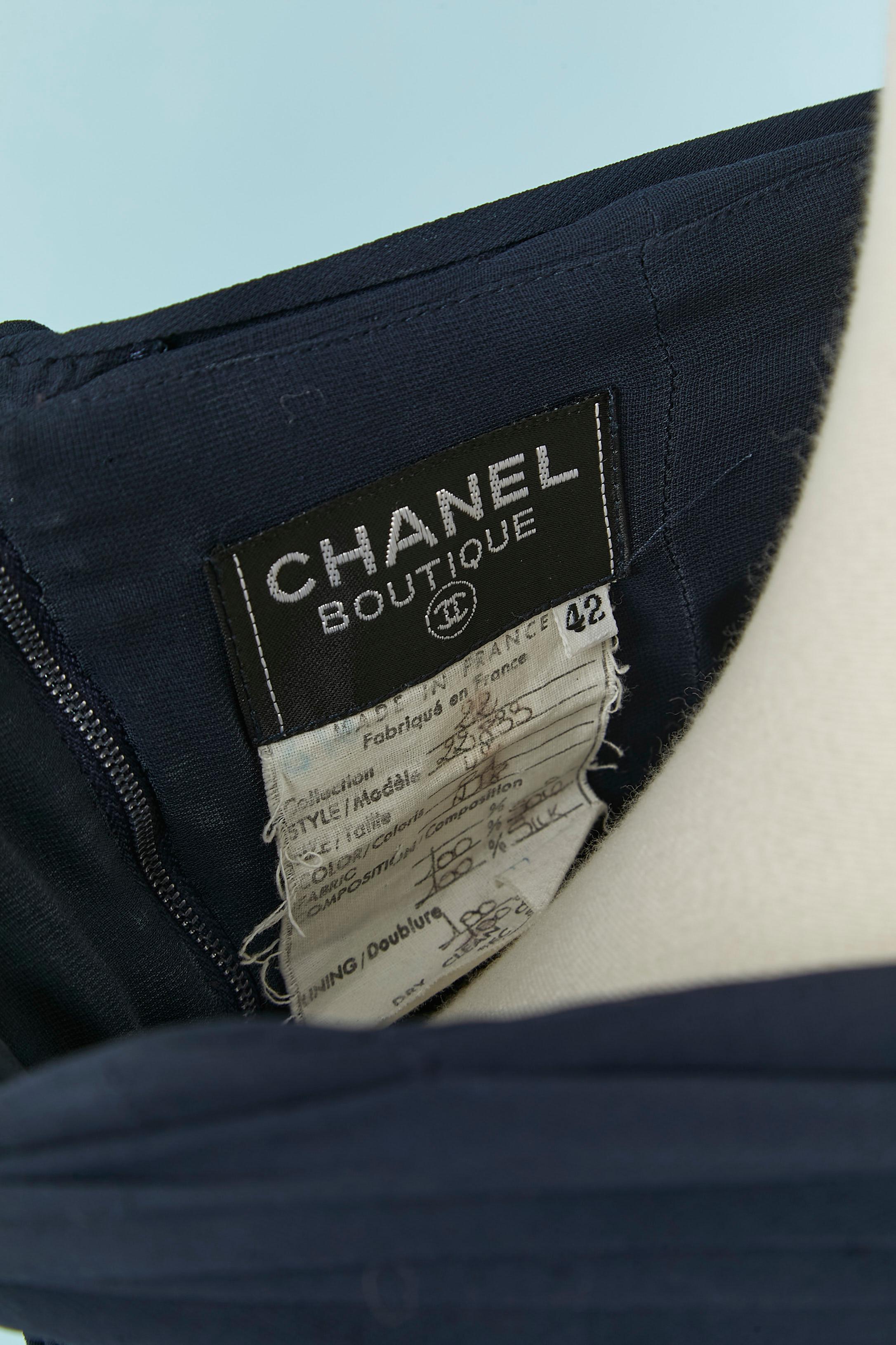 Navy blue silk wrapped and pleated skirt CHANEL BOUTIQUE For Sale 3