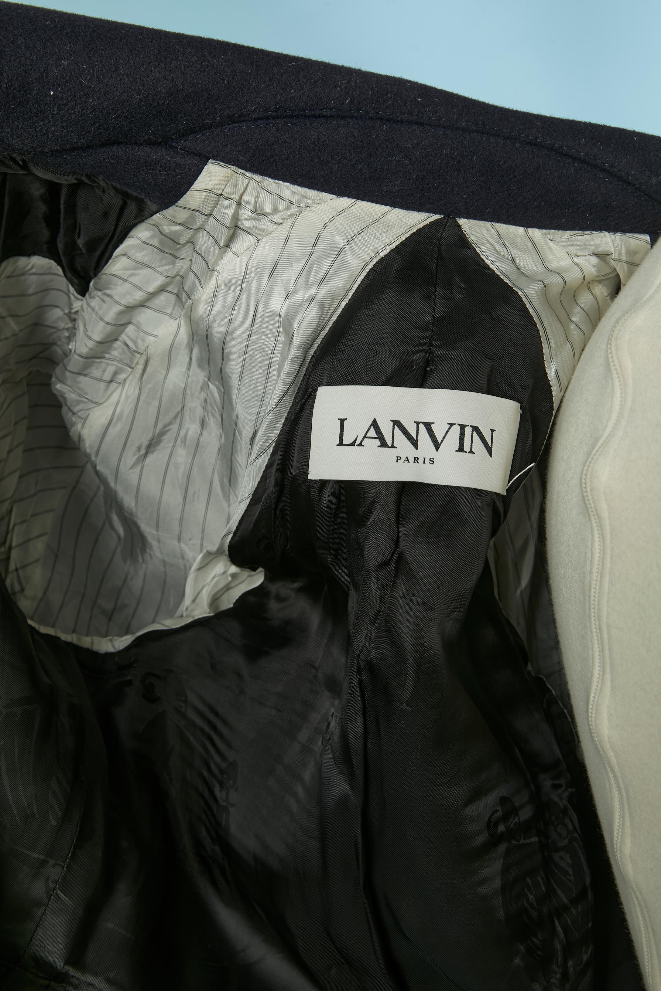 Cappotto monopetto blu navy con cintura LANVIN in vendita 5