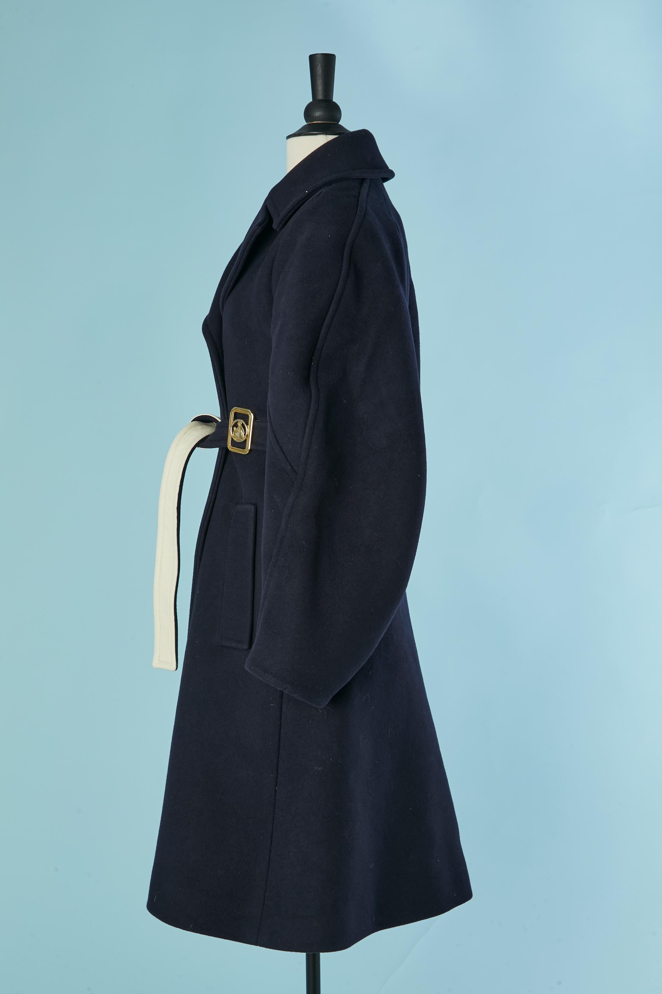 Cappotto monopetto blu navy con cintura LANVIN in vendita 1