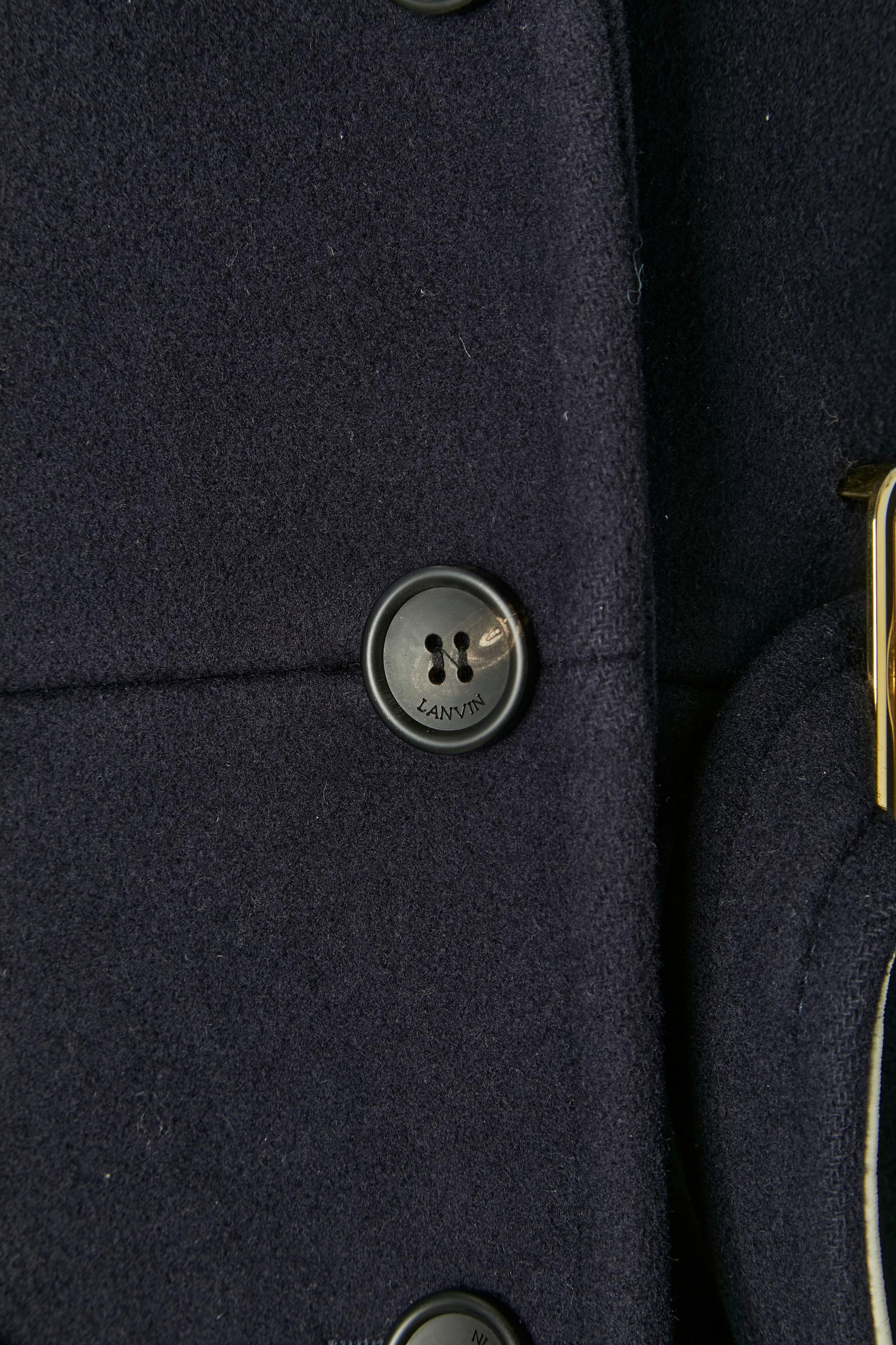 Cappotto monopetto blu navy con cintura LANVIN in vendita 3
