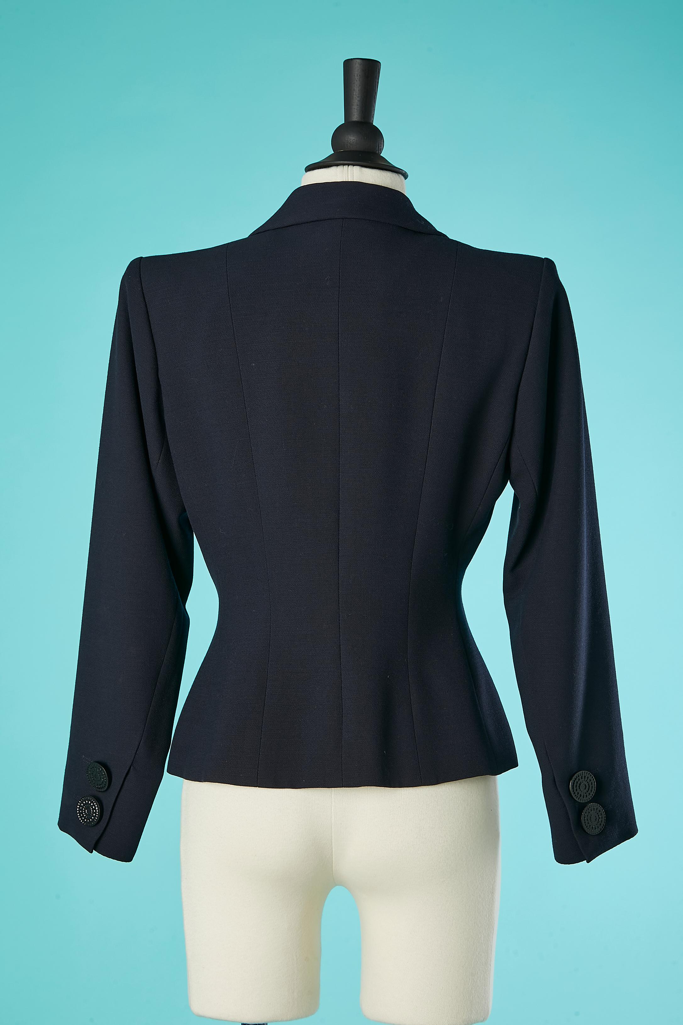 Navy blue single-breasted jacket Yves Saint Laurent Rive Gauche  For Sale 1