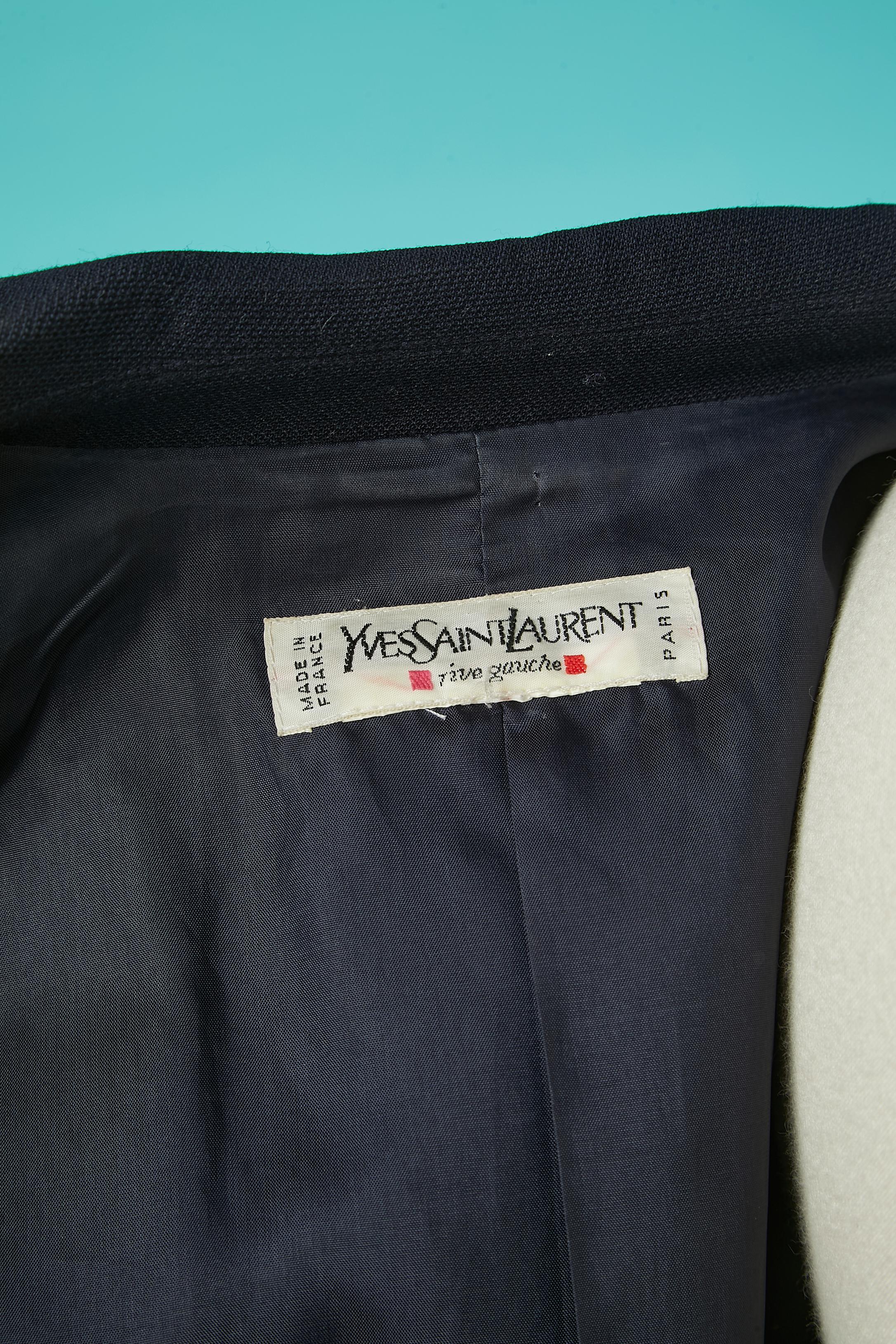 Navy blue single-breasted jacket Yves Saint Laurent Rive Gauche  For Sale 2