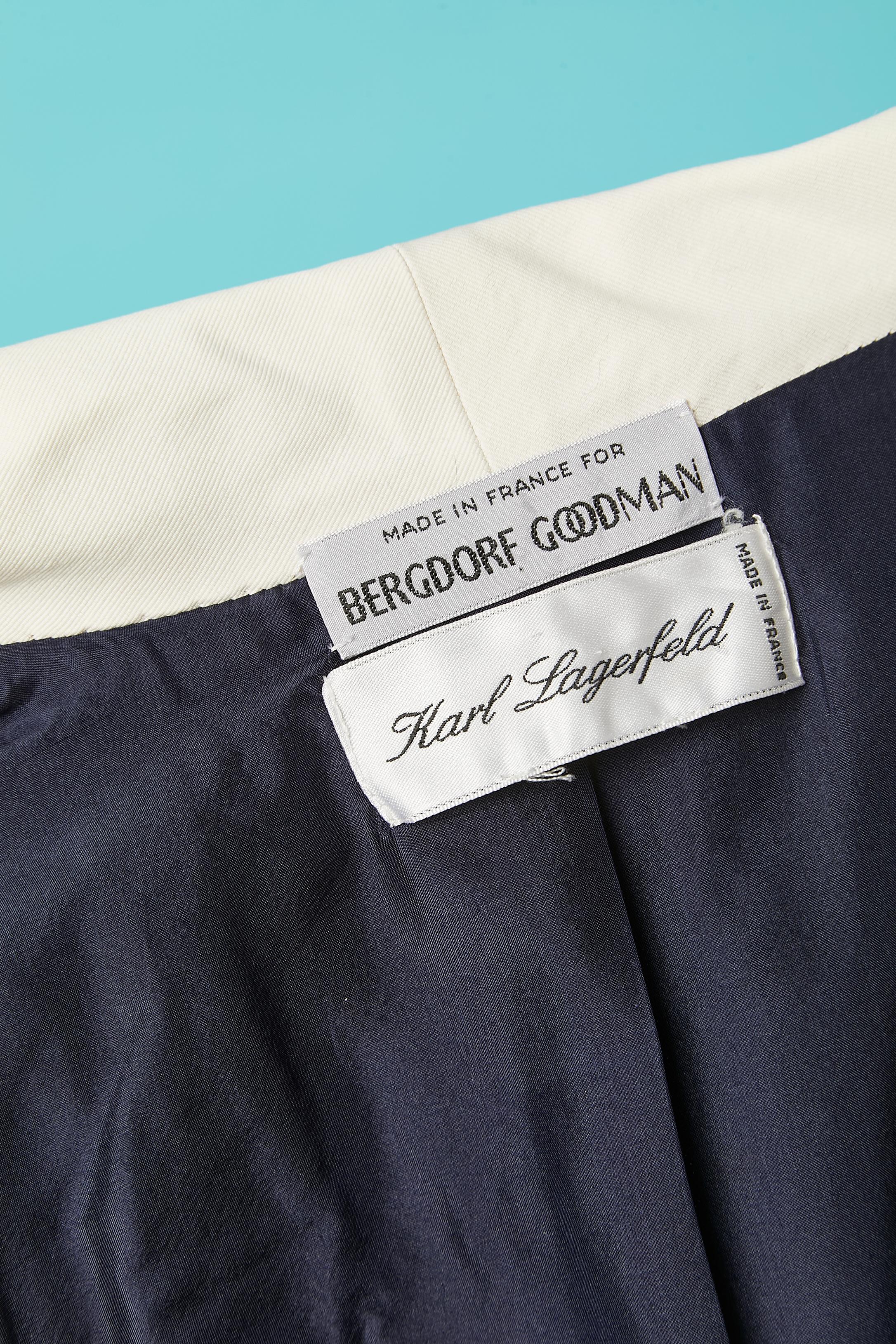 Tailleur jupe bleu marine avec détails blancs Karl Lagerfeld pour Bergdorf Goodman  en vente 1