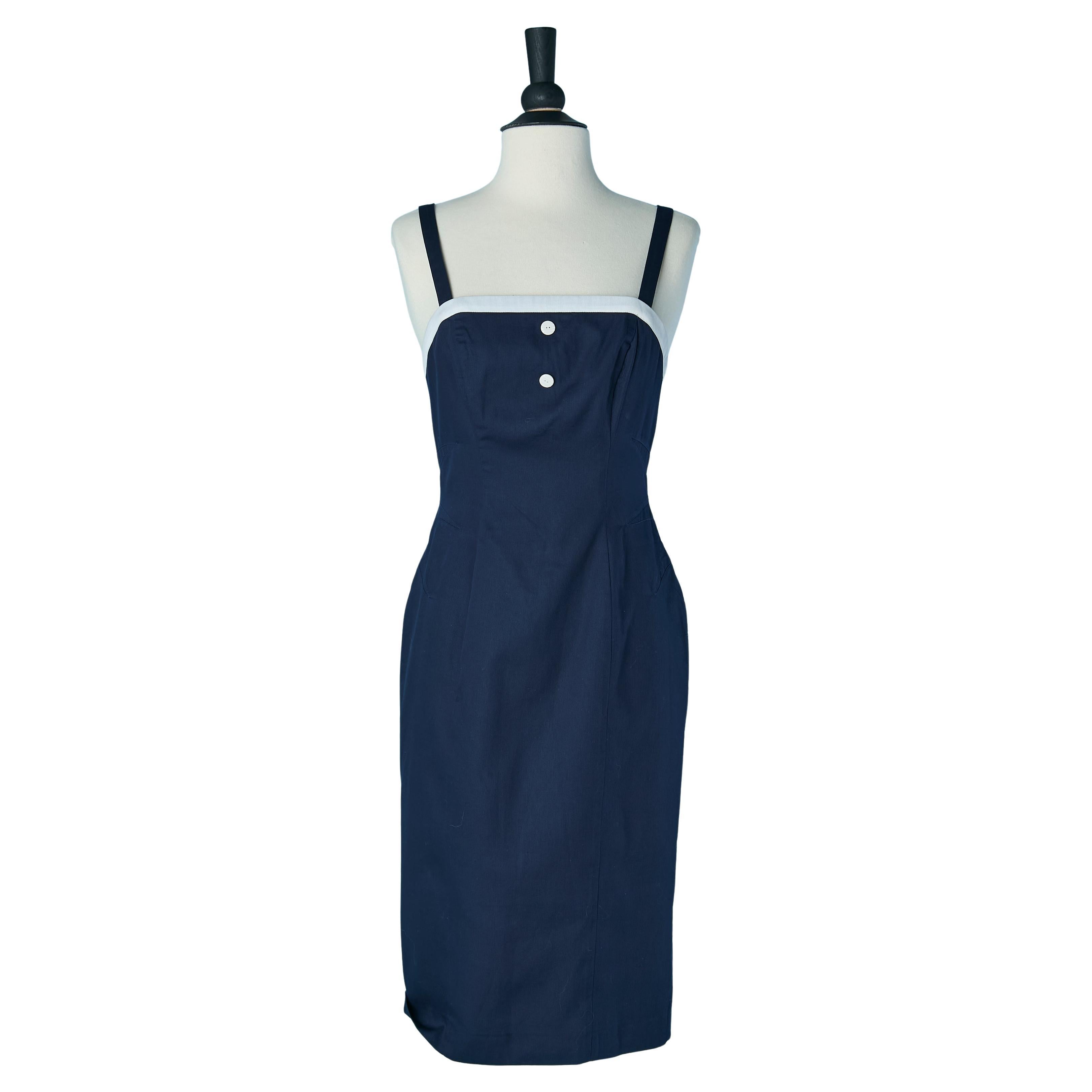 Navy blue slip dress with white edge CHANTAL THOMASS im Angebot