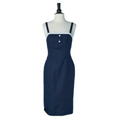 Navy blue slip dress with white edge CHANTAL THOMASS