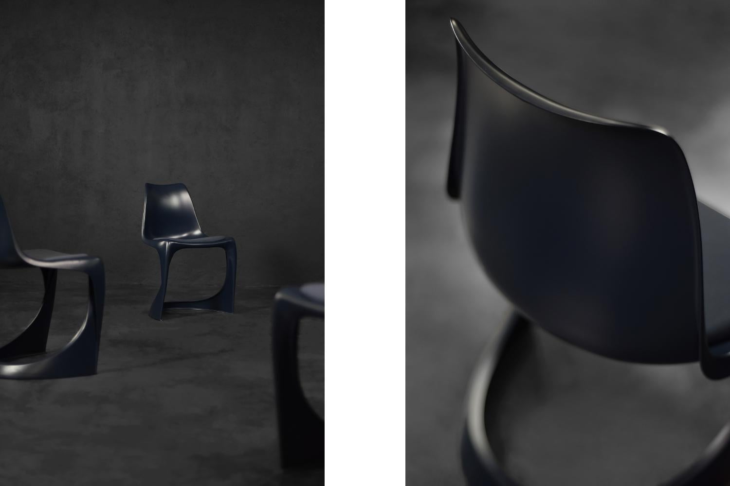 Navy Blue Space Age Modo 290 Chairs by Steen Østergaard for Nielaus, Set of 4 In Good Condition For Sale In Warszawa, Mazowieckie