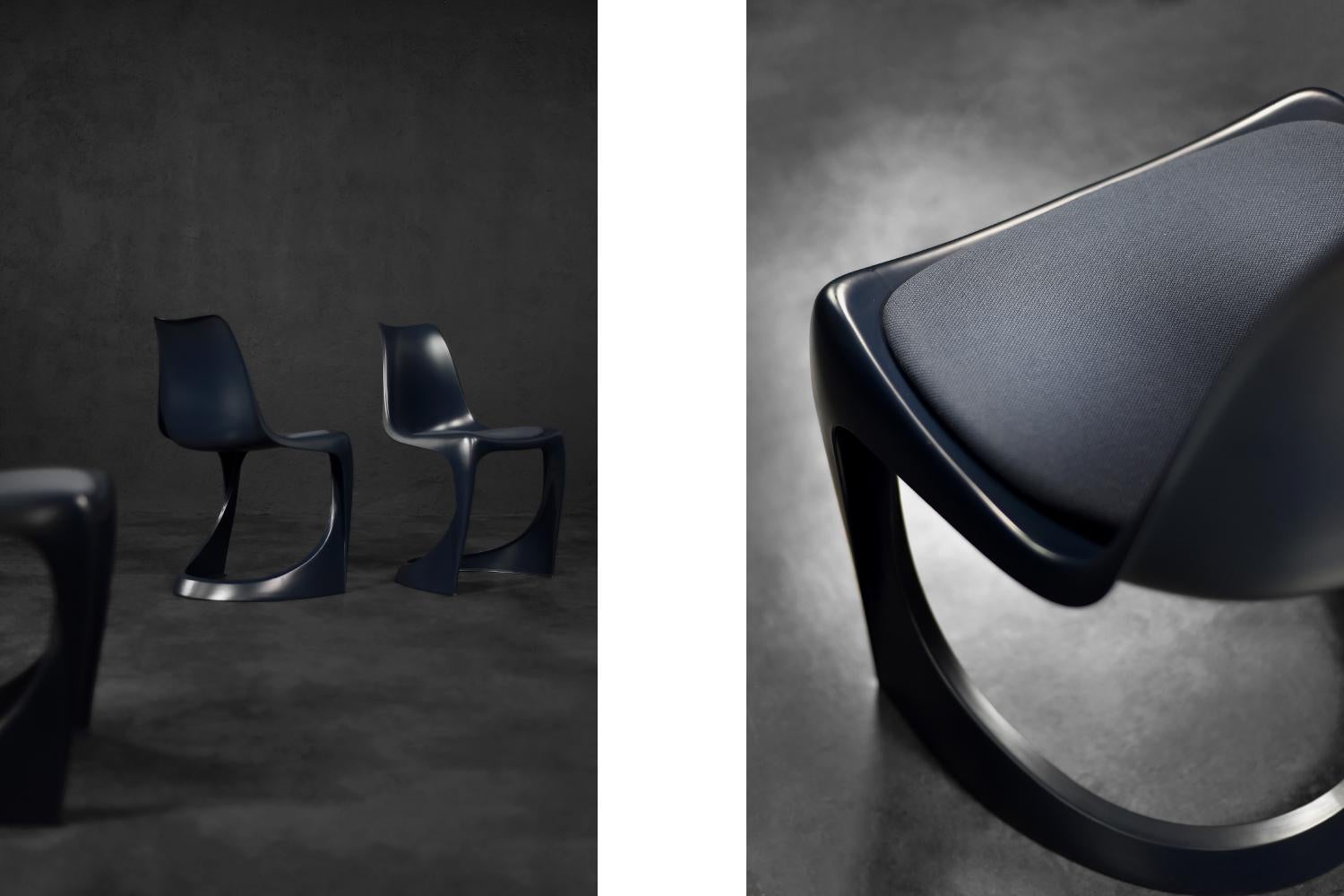 Contemporary Navy Blue Space Age Modo 290 Chairs by Steen Østergaard for Nielaus, Set of 4 For Sale