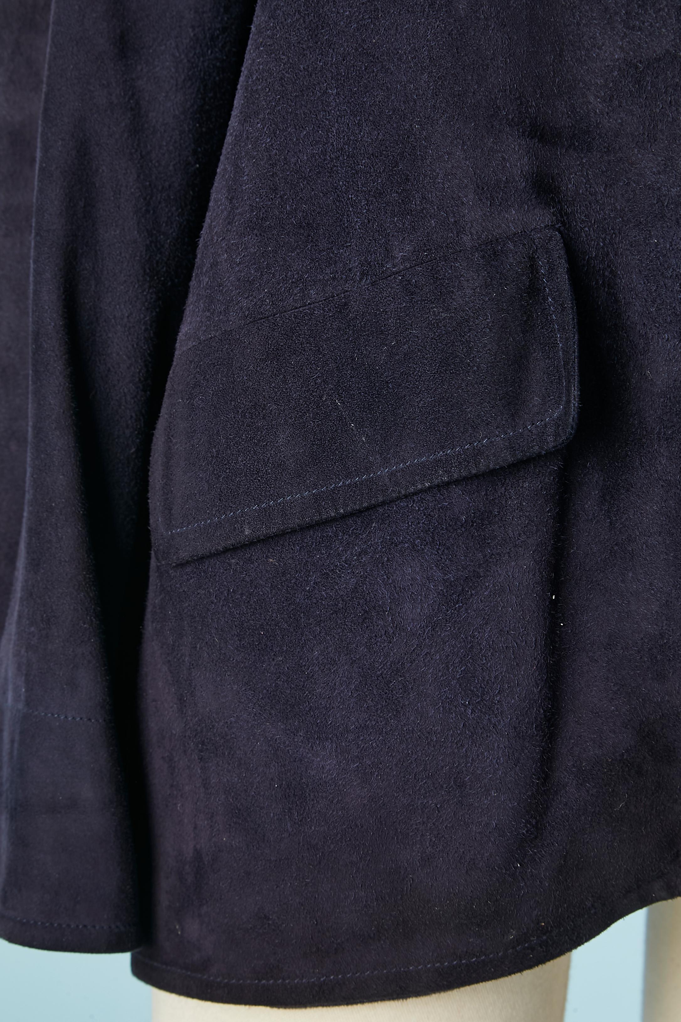 Navy blue suede single breasted jacket G. Gucci Circa 1970's/80's Men  For Sale 1