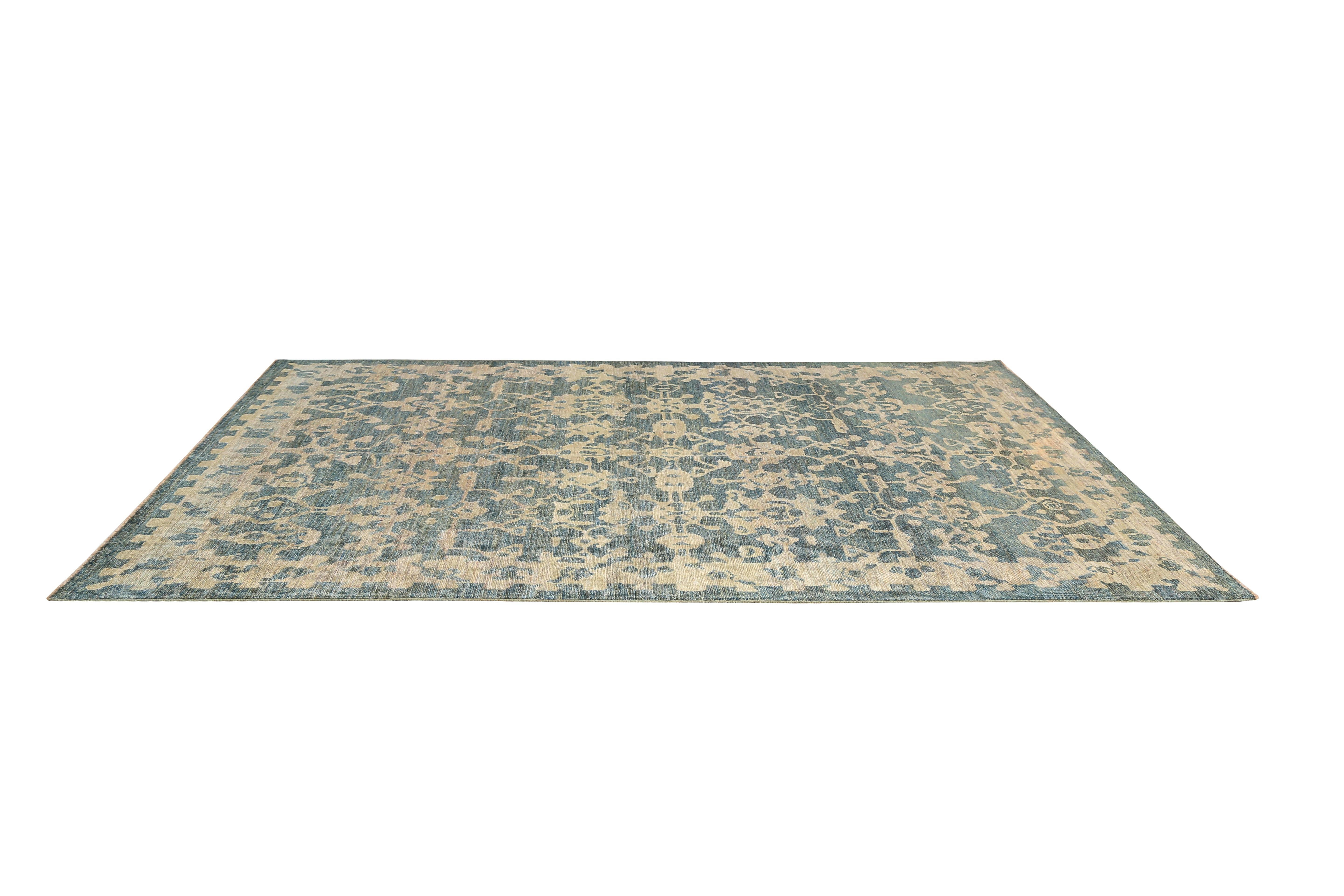 Marineblauer Sultanabad-Handgefertigter Teppich (Handgewebt) im Angebot