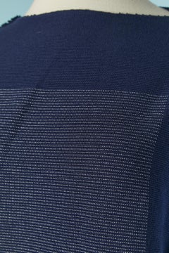 Navy blue sweater and trouser knit jacquard ensemble ISSEY MIYAKE New