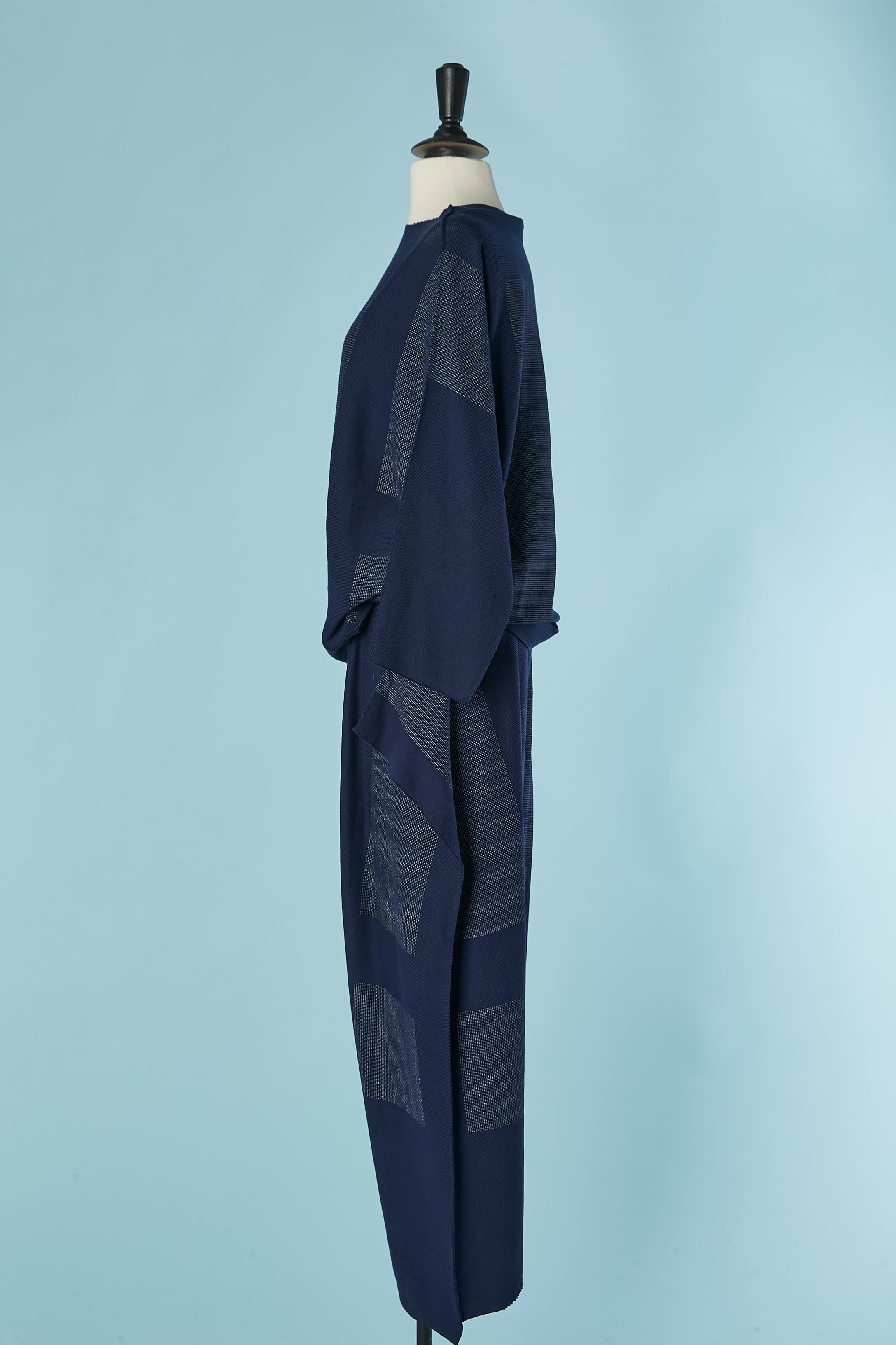 Donna Maglione e pantaloni blu navy in maglia jacquard ISSEY MIYAKE New in vendita