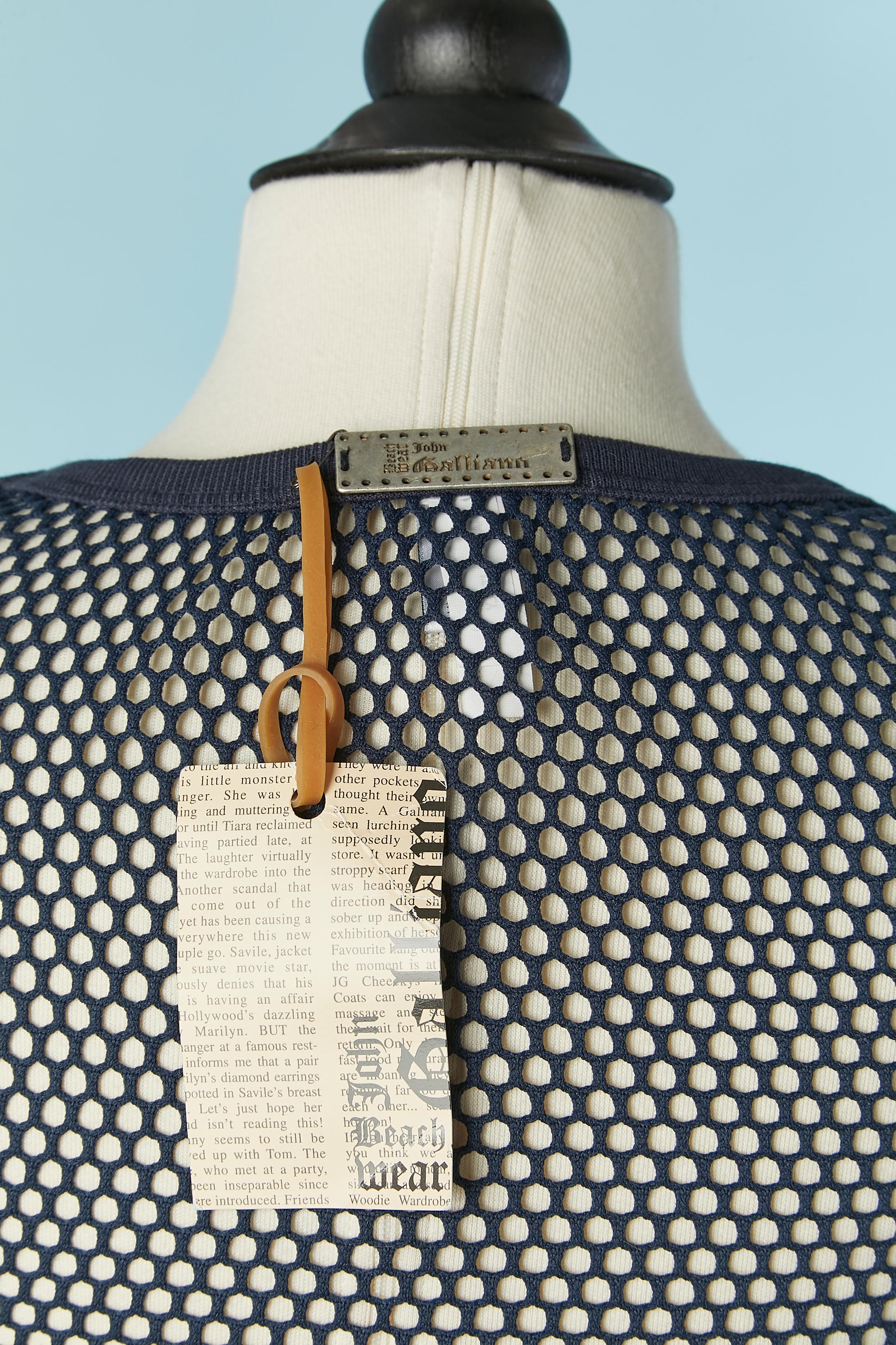 Navy blue tank top dress in mesh GALLIANO New For Sale 1