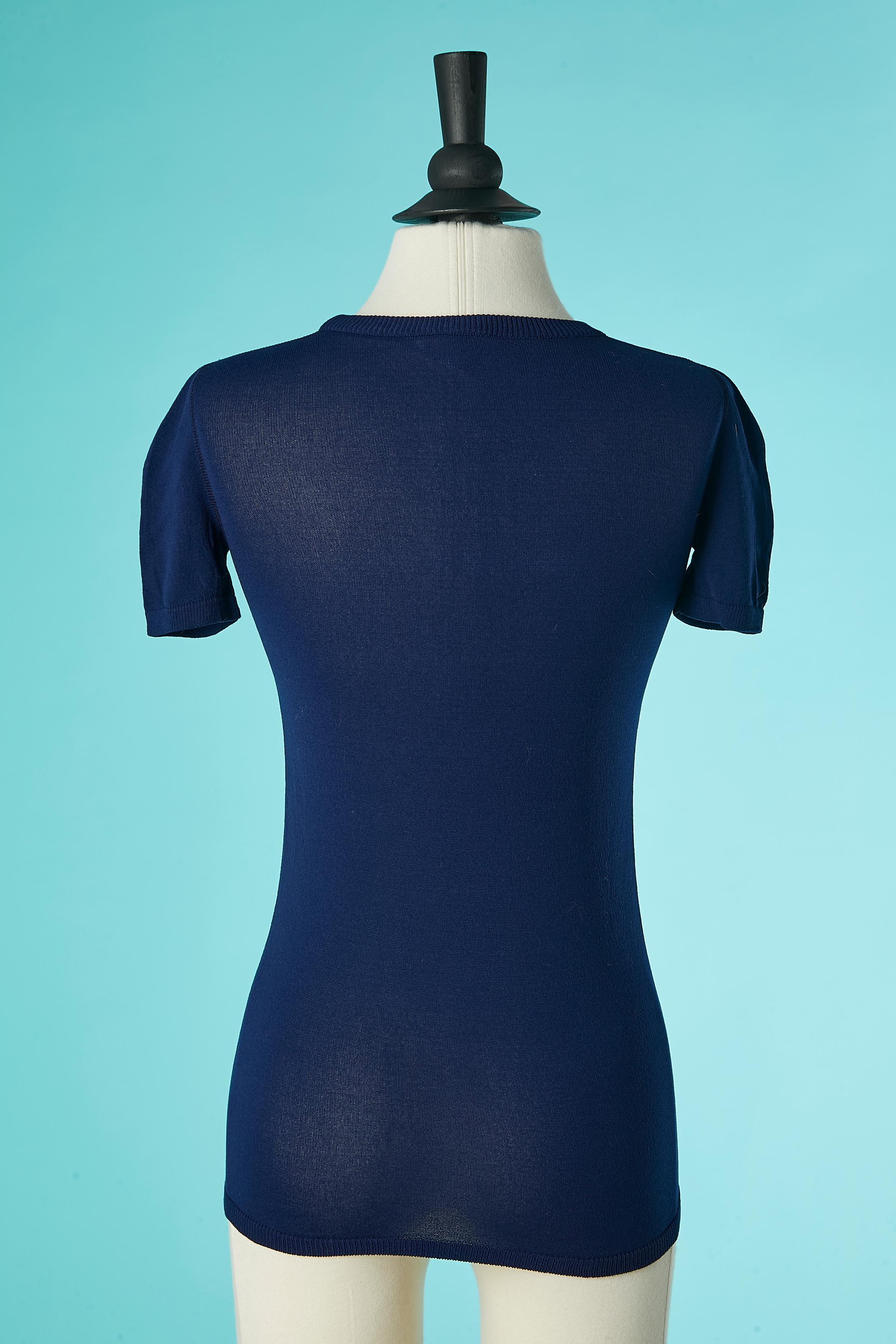 Women's or Men's Navy blue tee-shirt Courrèges Circa 1970's  For Sale