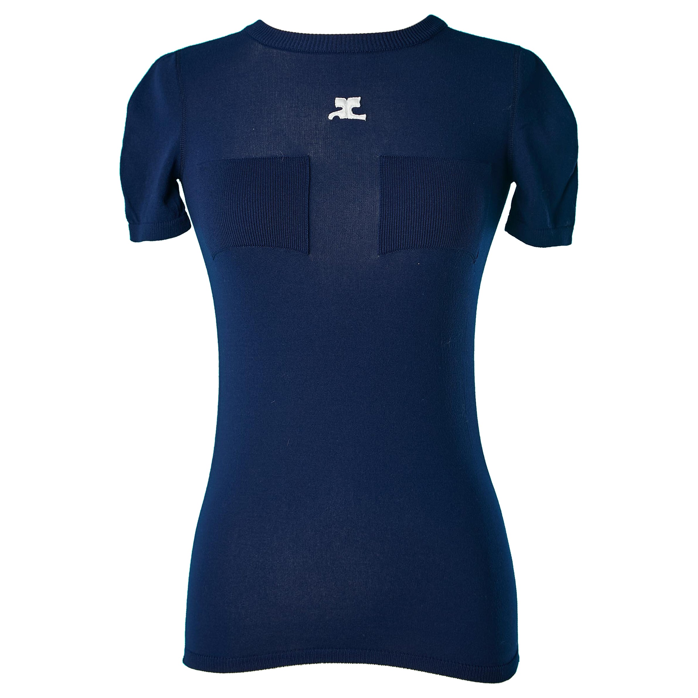 Camiseta azul marino Courrèges Circa 1970's en venta