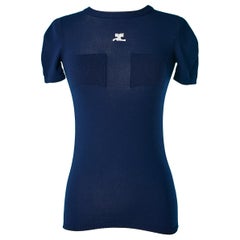 Camiseta azul marino Courrèges Circa 1970's