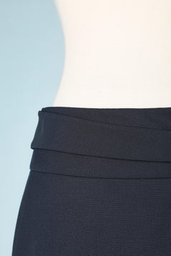 Navy blue thin wool skirt with wrap fabric belt Yves Saint Laurent Rive Gauche
