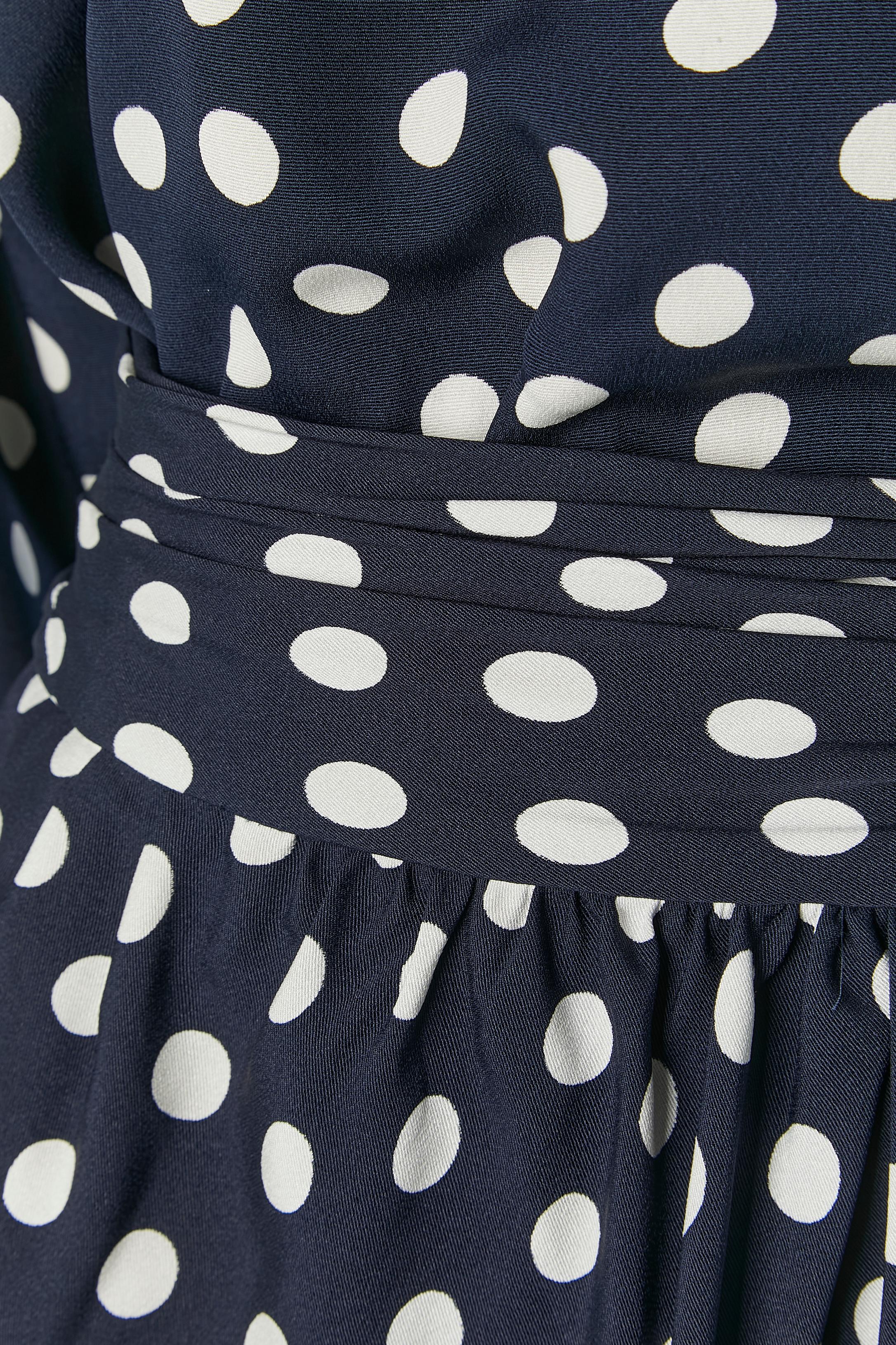 Black Navy blue top and wrapped skirt ensemble with white Polka dots YSL Rive Gauche For Sale