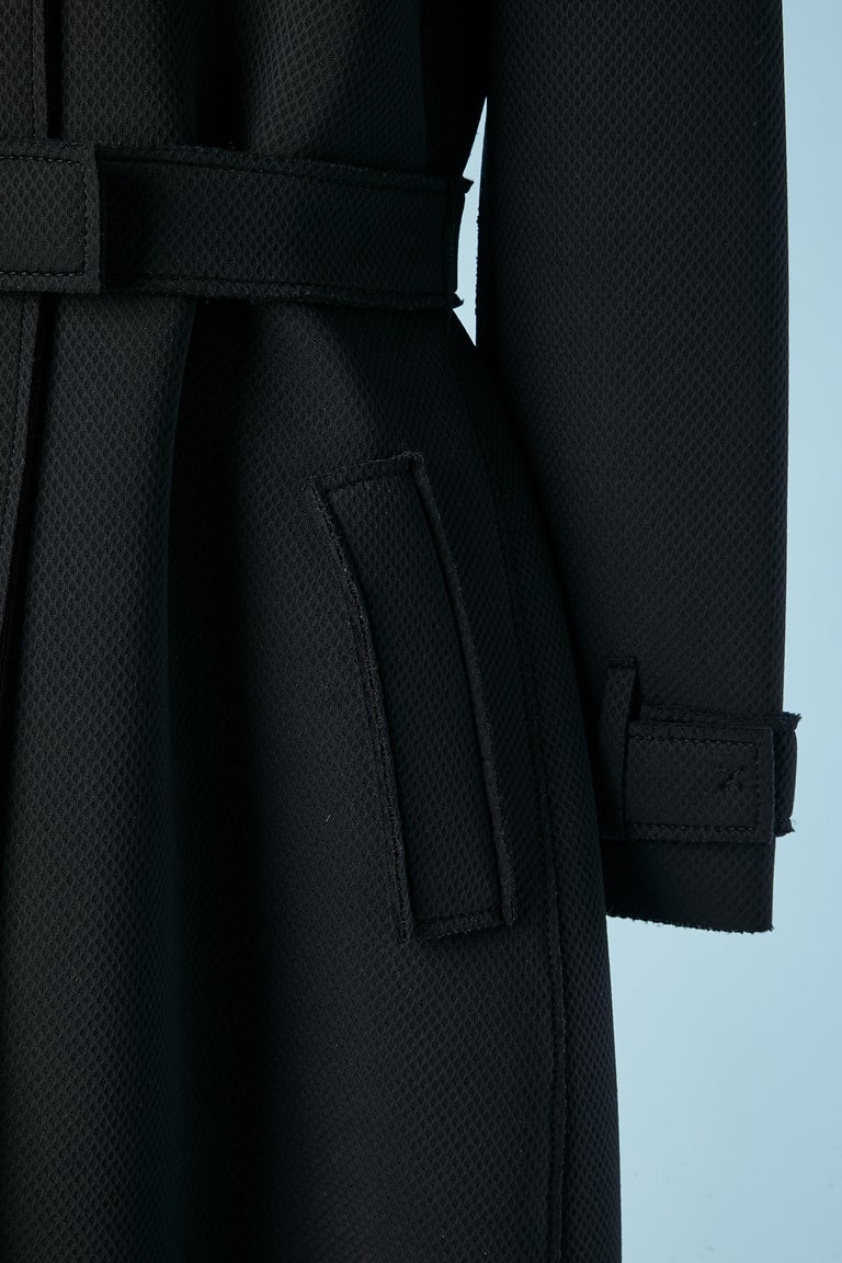 Black trench coat in technical fabric nid d abeille Lanvin by Alber