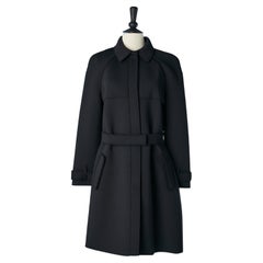 Black trench-coat in technical fabric "nid d'abeille" Lanvin by Alber Elbaz 