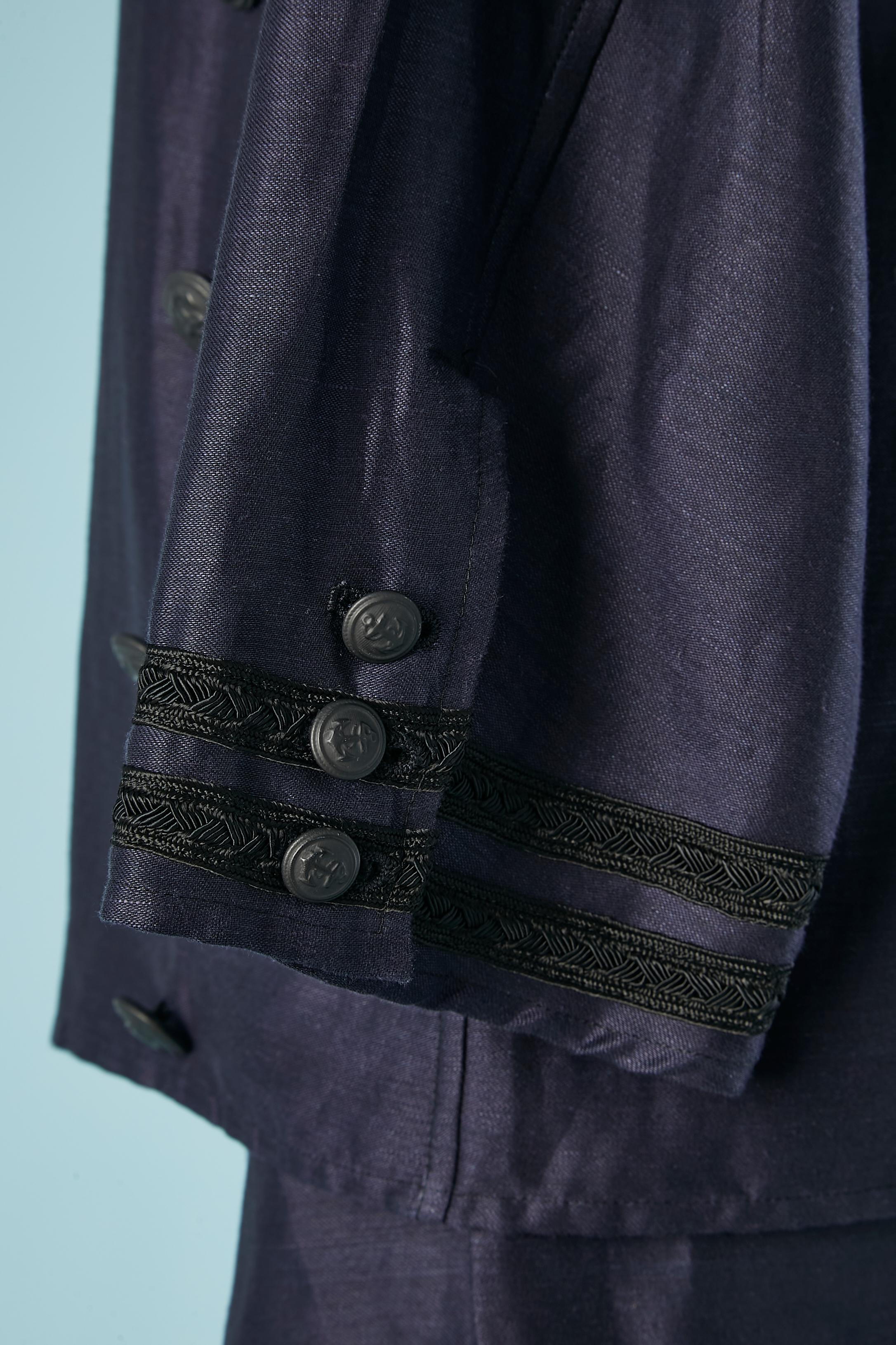 Navy blue trouser suit with Anchor's buttons Jean-Paul Gaultier pour Gibo  In Excellent Condition For Sale In Saint-Ouen-Sur-Seine, FR