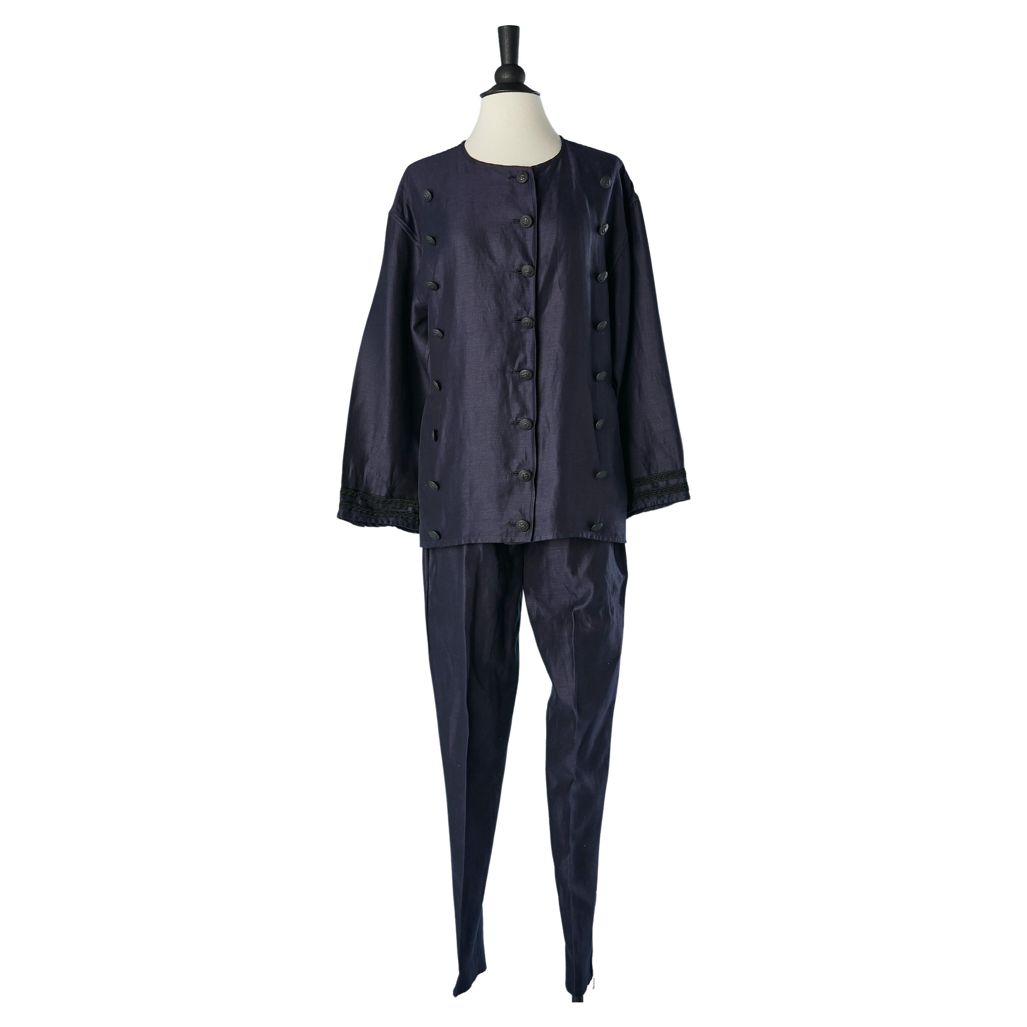 Navy blue trouser suit with Anchor's buttons Jean-Paul Gaultier pour Gibo  For Sale