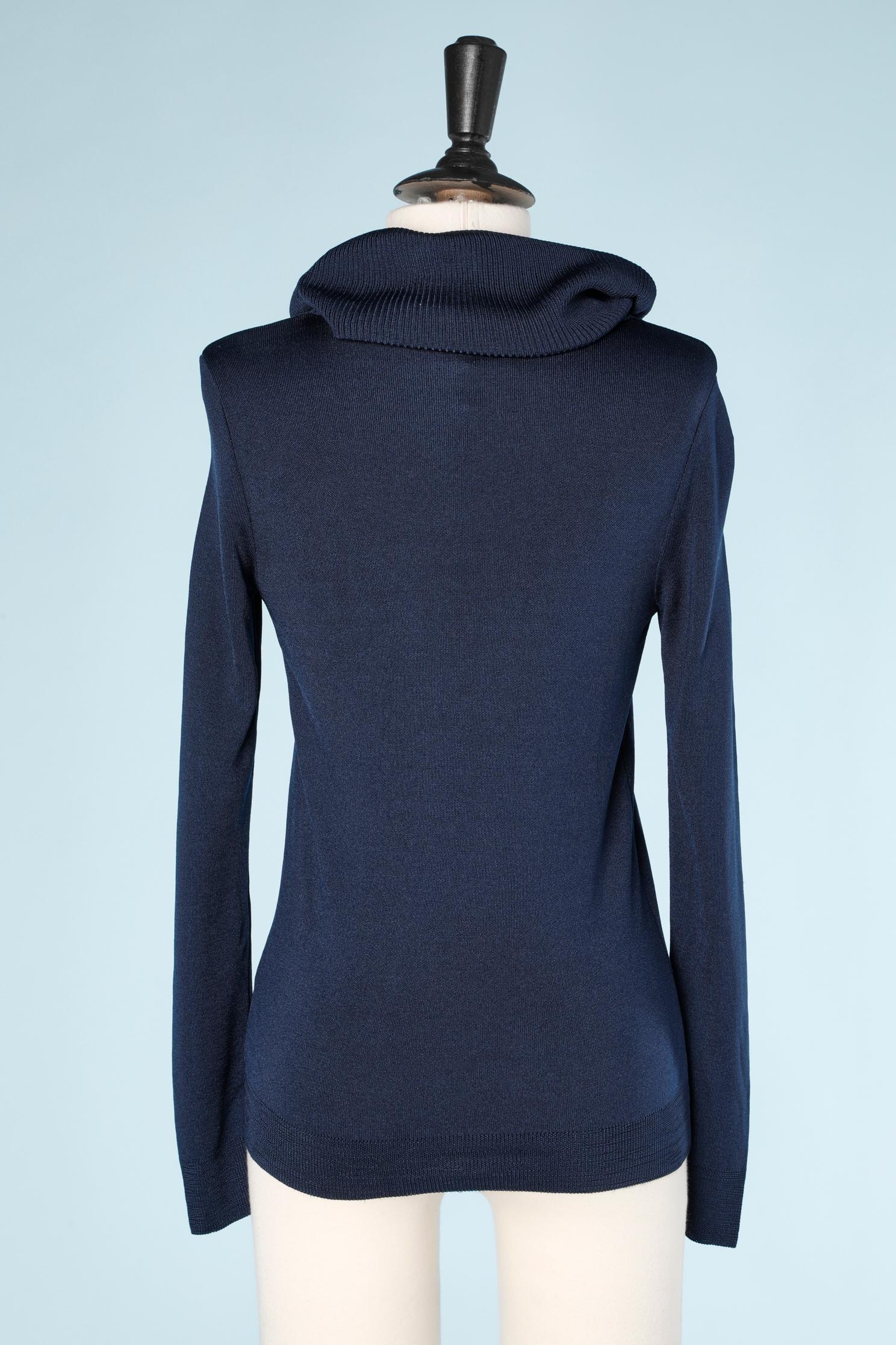 Women's Navy blue turtle neck sweater Pierre Cardin Circa 1970's  For Sale