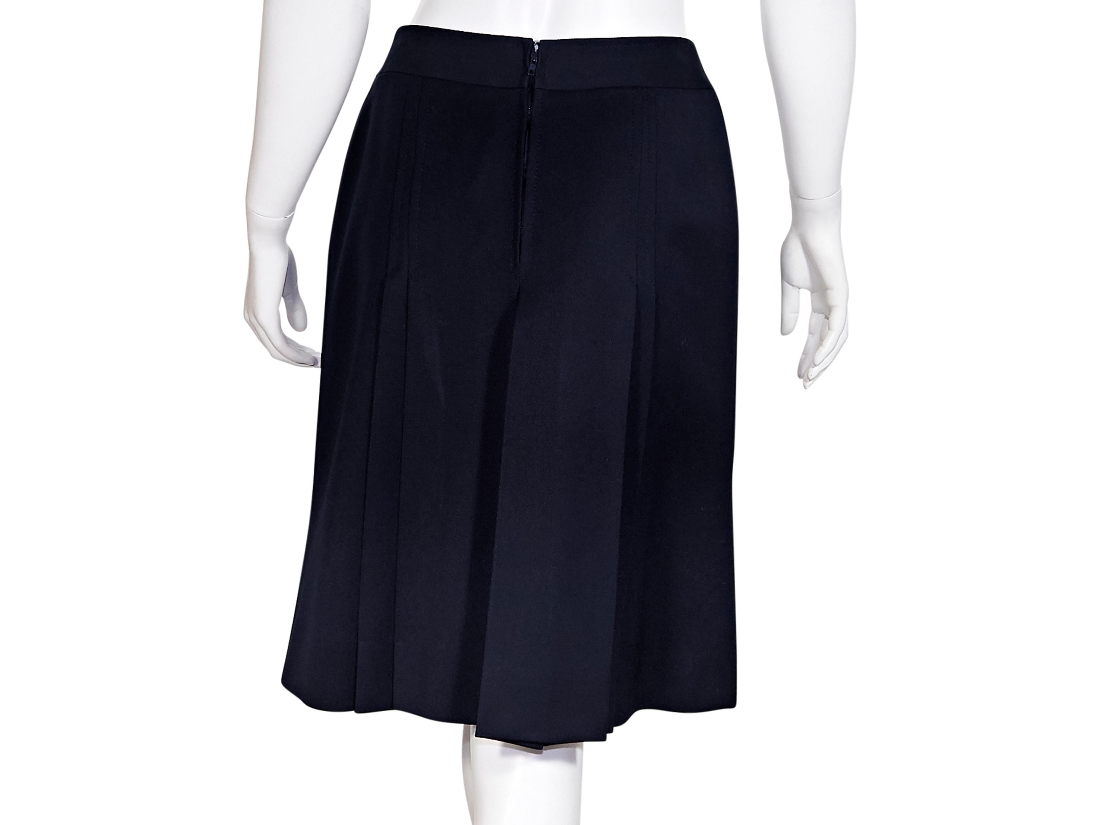 Black Navy Blue Vintage Celine Wool Pleated Skirt