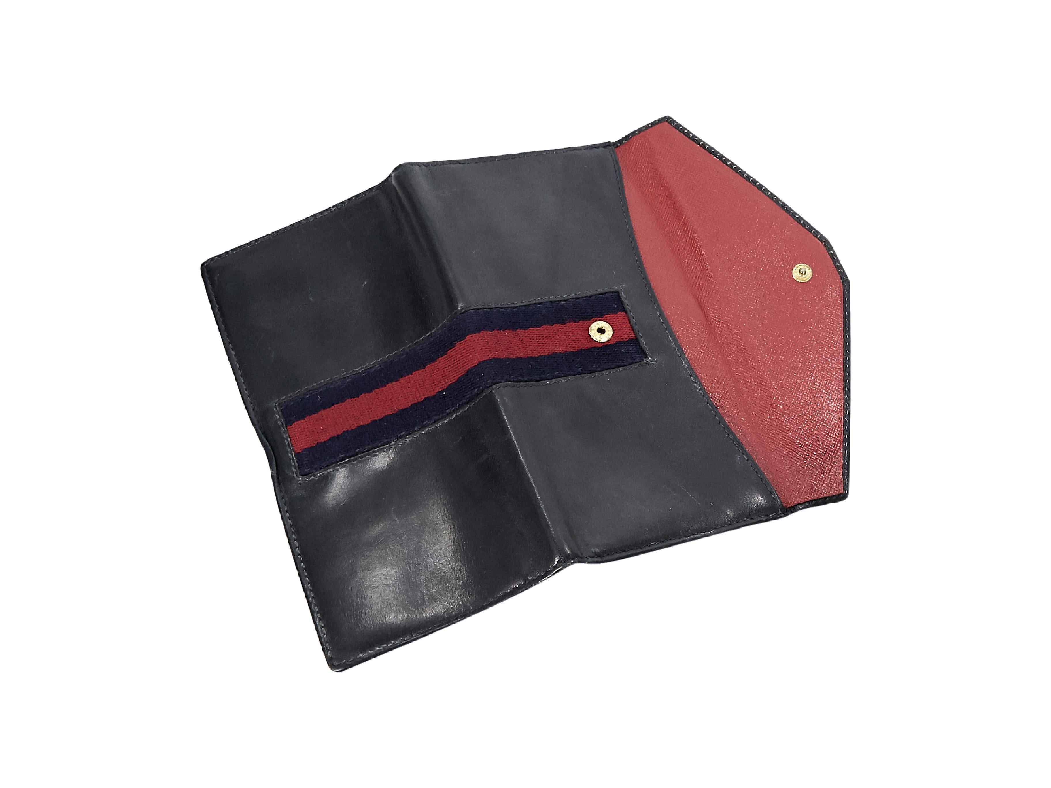 Black Navy Blue Vintage Gucci Leather Wallet
