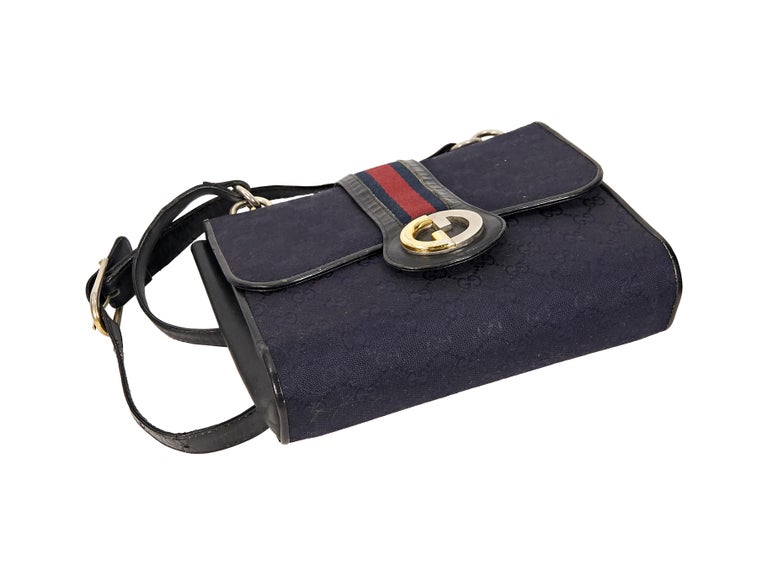 Navy Blue Vintage Gucci Shoulder Bag For Sale at 1stdibs