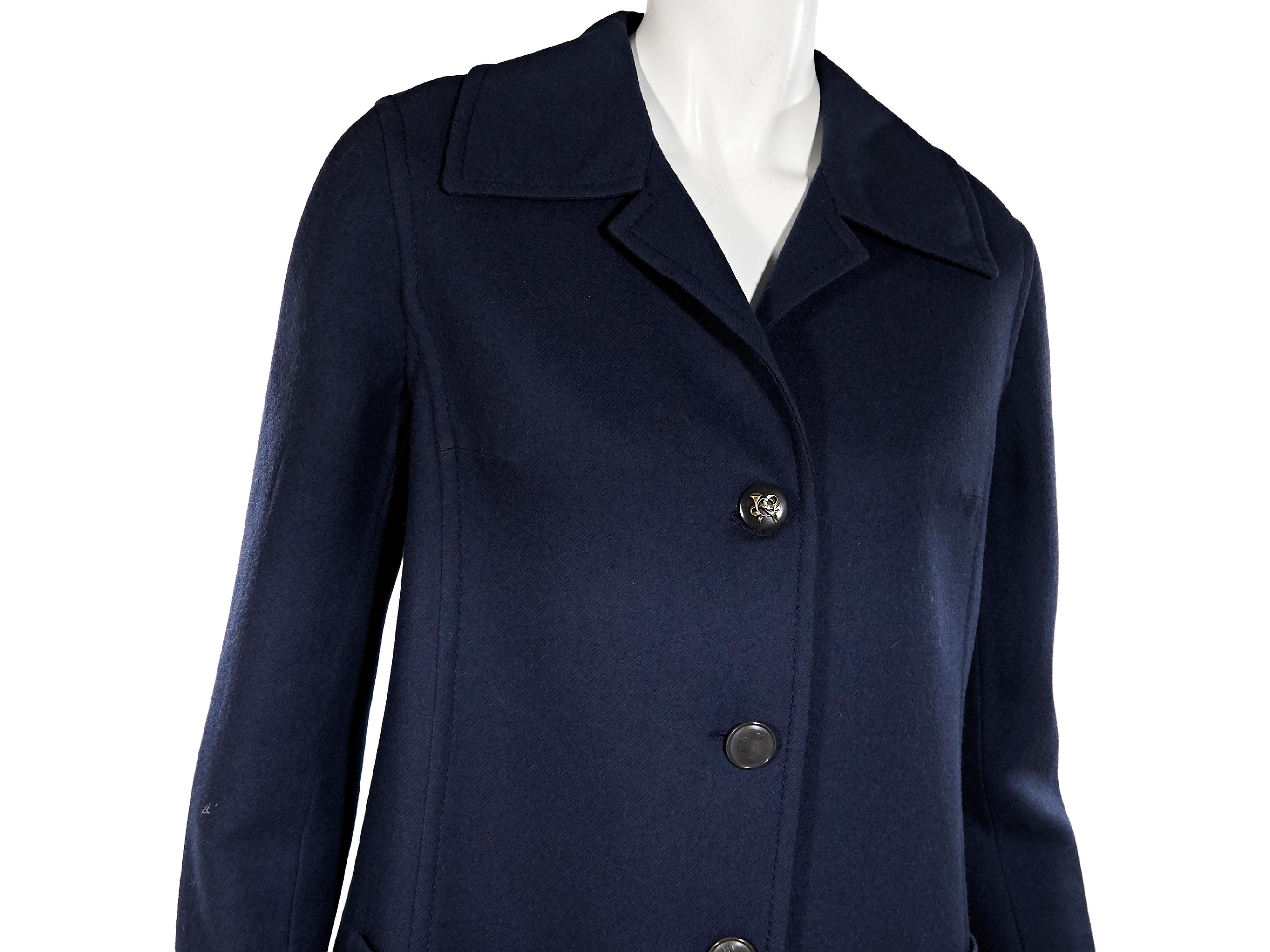 Black Navy Blue Vintage Hermes Wool Coat