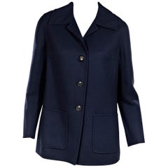 Navy Blue Vintage Hermes Wool Coat