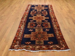 Navy Blue Vintage North West Persian Wide Runner Hand Knotted Oriental Tribal Ru