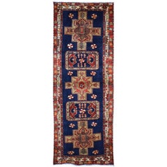 Navy Blue Vintage North West Persian Wide Runner Hand Knotted Oriental Tribal Ru