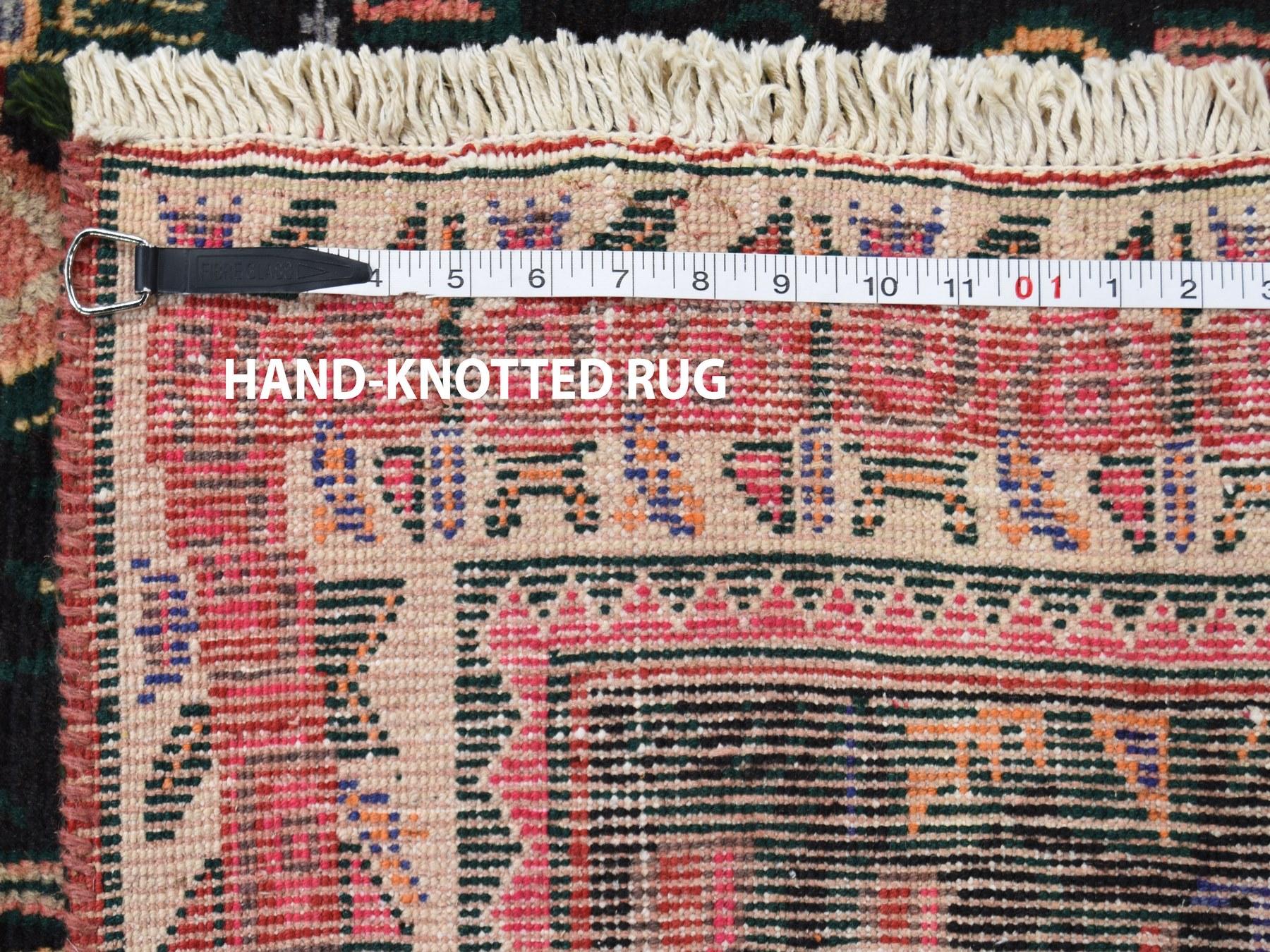 Mid-20th Century Black Vintage Persian Afshar Karabagh Design Pure Wool Hand Knotted Rug
