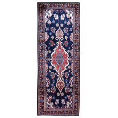 Navy Blue Vintage Persian Mahal Design Exc Condition Wide Runner Hand Knotted Or