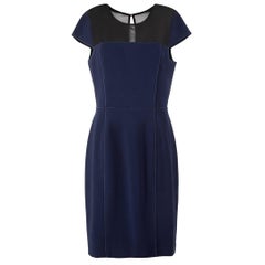 Marineblaues ärmelloses Minikleid mit schwarzem durchsichtigem Schulterdetail Größe XL