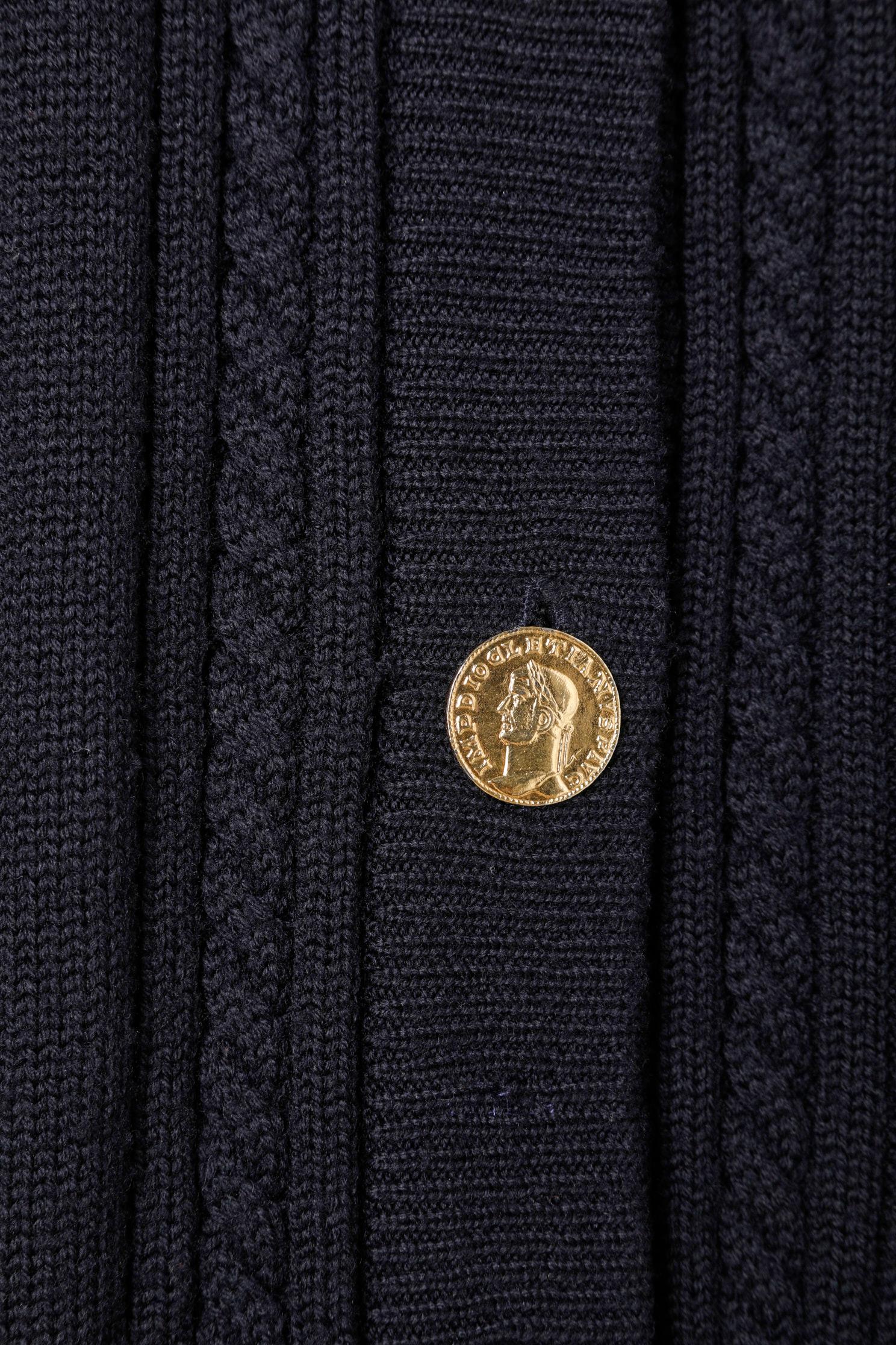 navy cardigan with gold buttons
