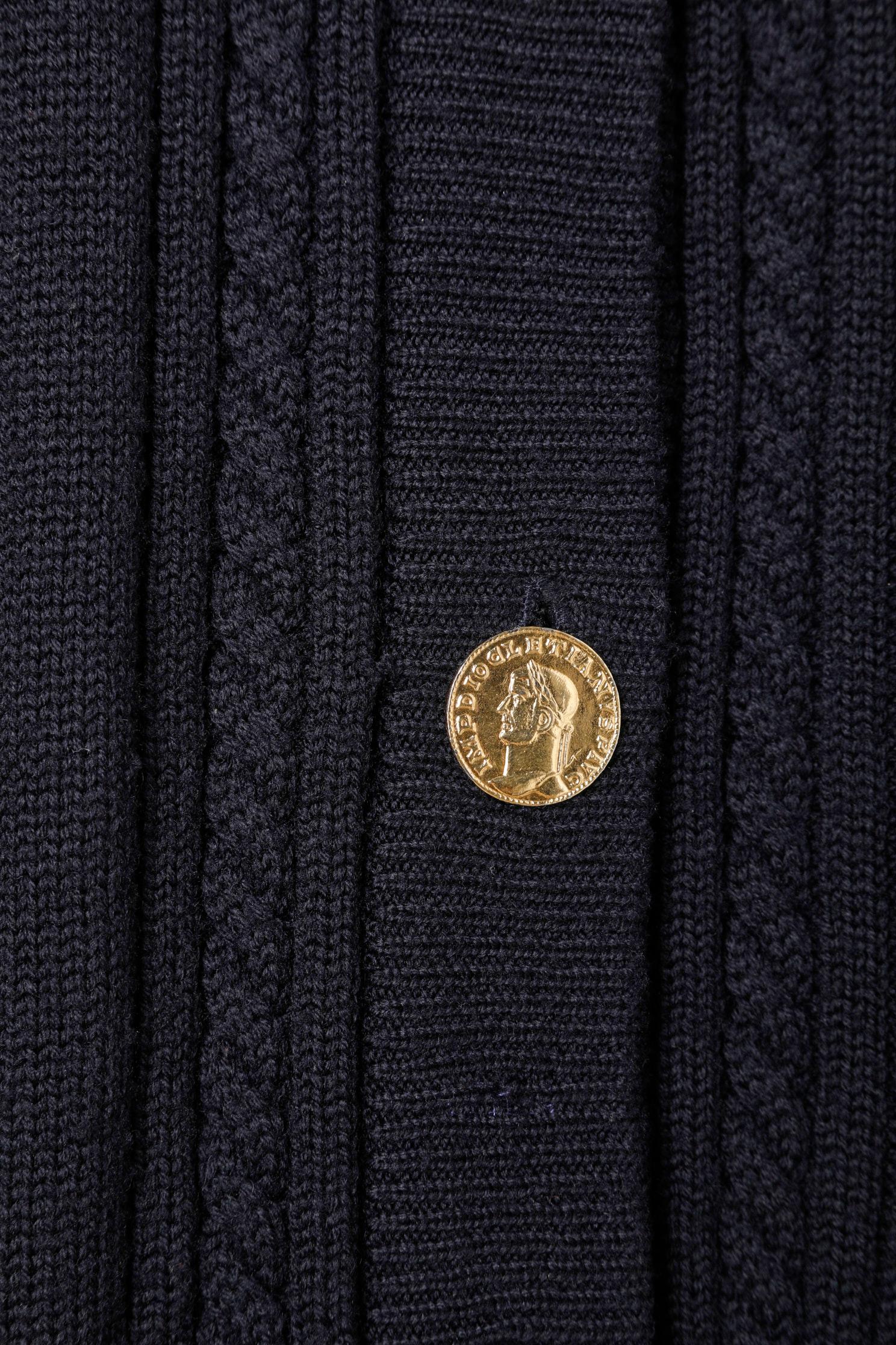 Chaqueta de punto de lana azul marino con botones dorados Yves Saint Laurent Rive Gauche Negro