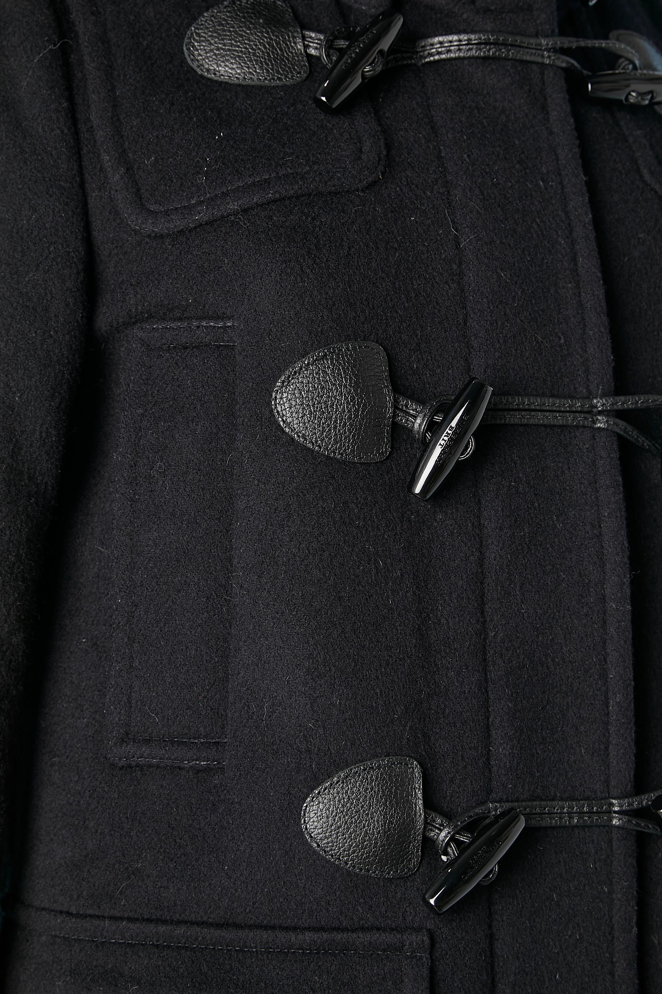 Navy blue wool duffle-coat with Tartan lining and hood Burberry Brit  In Excellent Condition In Saint-Ouen-Sur-Seine, FR