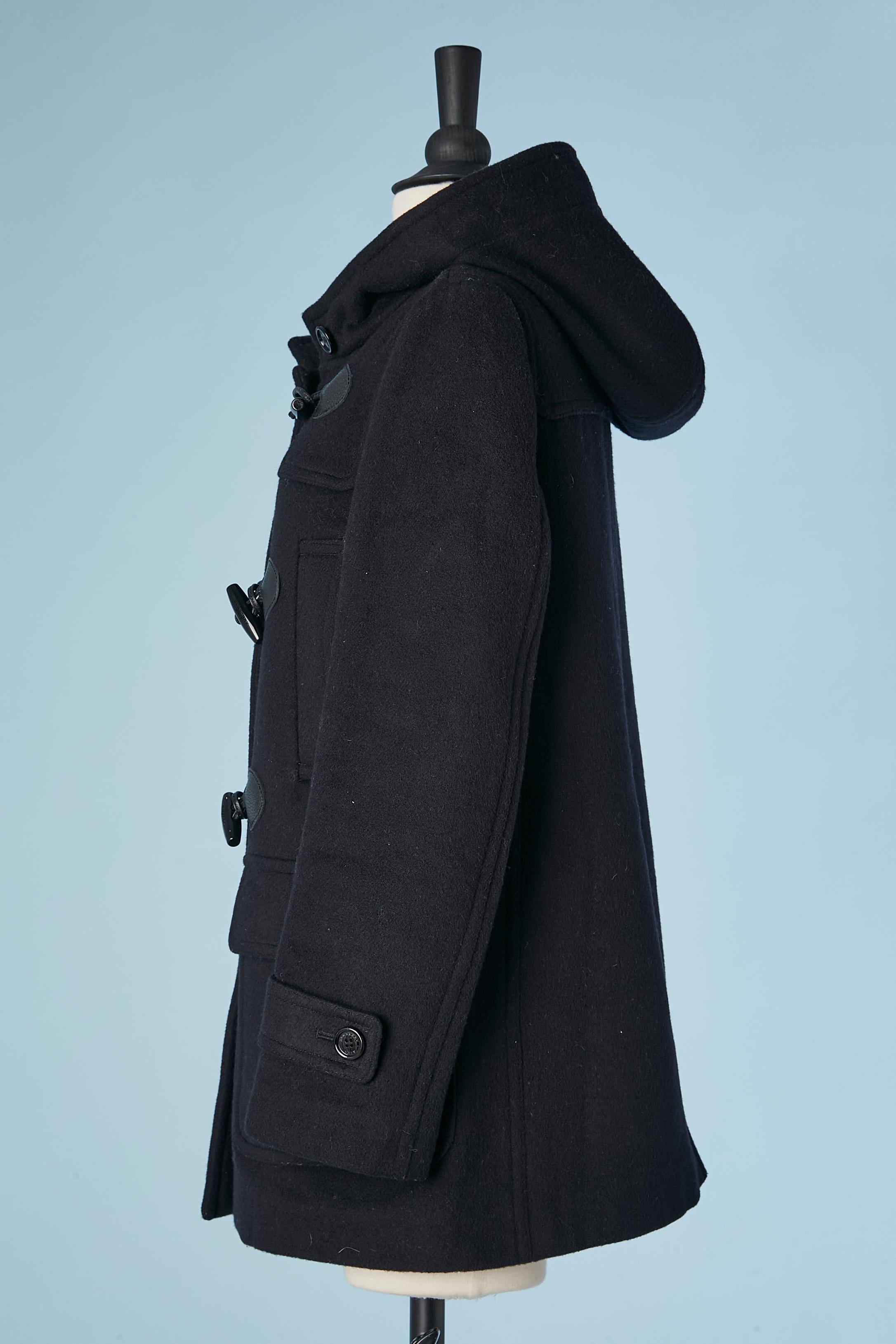Navy blue wool duffle-coat with Tartan lining and hood Burberry Brit  1