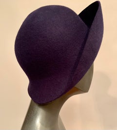 Navy Blue Wool Felt Hat with Turned Back Brim