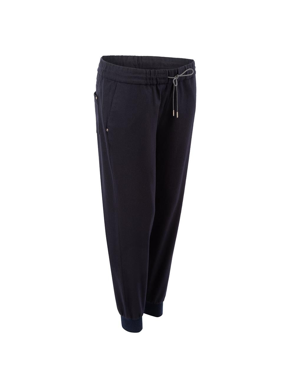 CONDITION is Very good. Hardly any visible wear to trousers is evident on this used Fabiana Filippi designer resale item.



Details


Navy

Wool

Tapered jogging trousers

High rise

Elasticated waistband with drawstring

Elasticated leg hem

Front